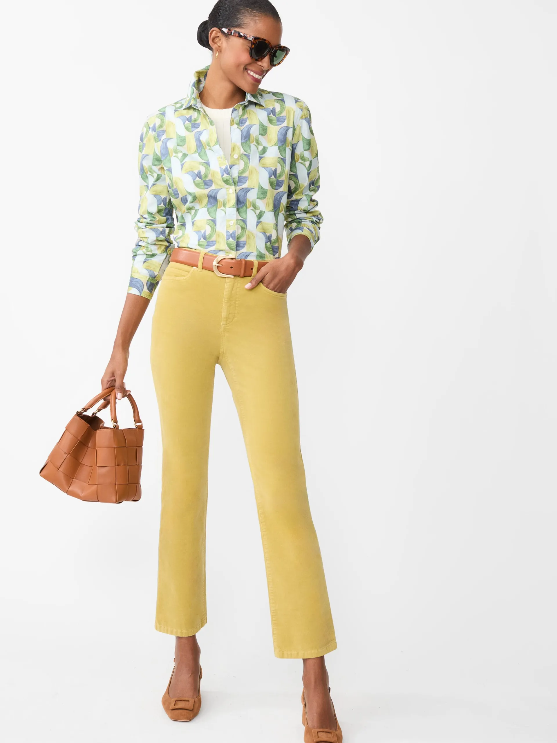 J.McLaughlin Lenni Velvet Jeans Chartreuse Hot