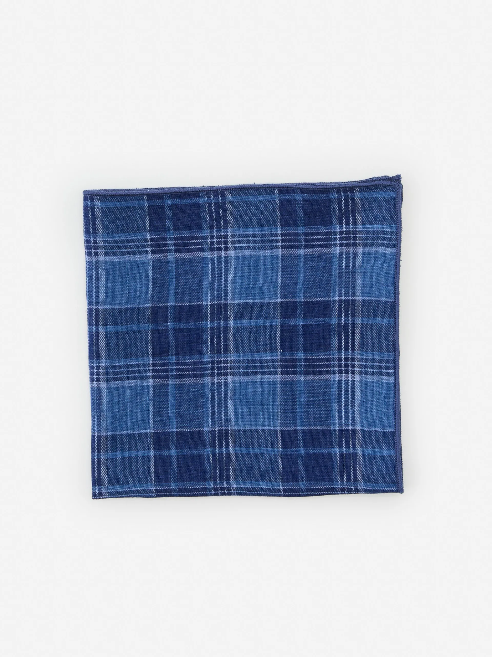 J.McLaughlin Linen Pocket Square in Plaid Navy/Chambray Shop