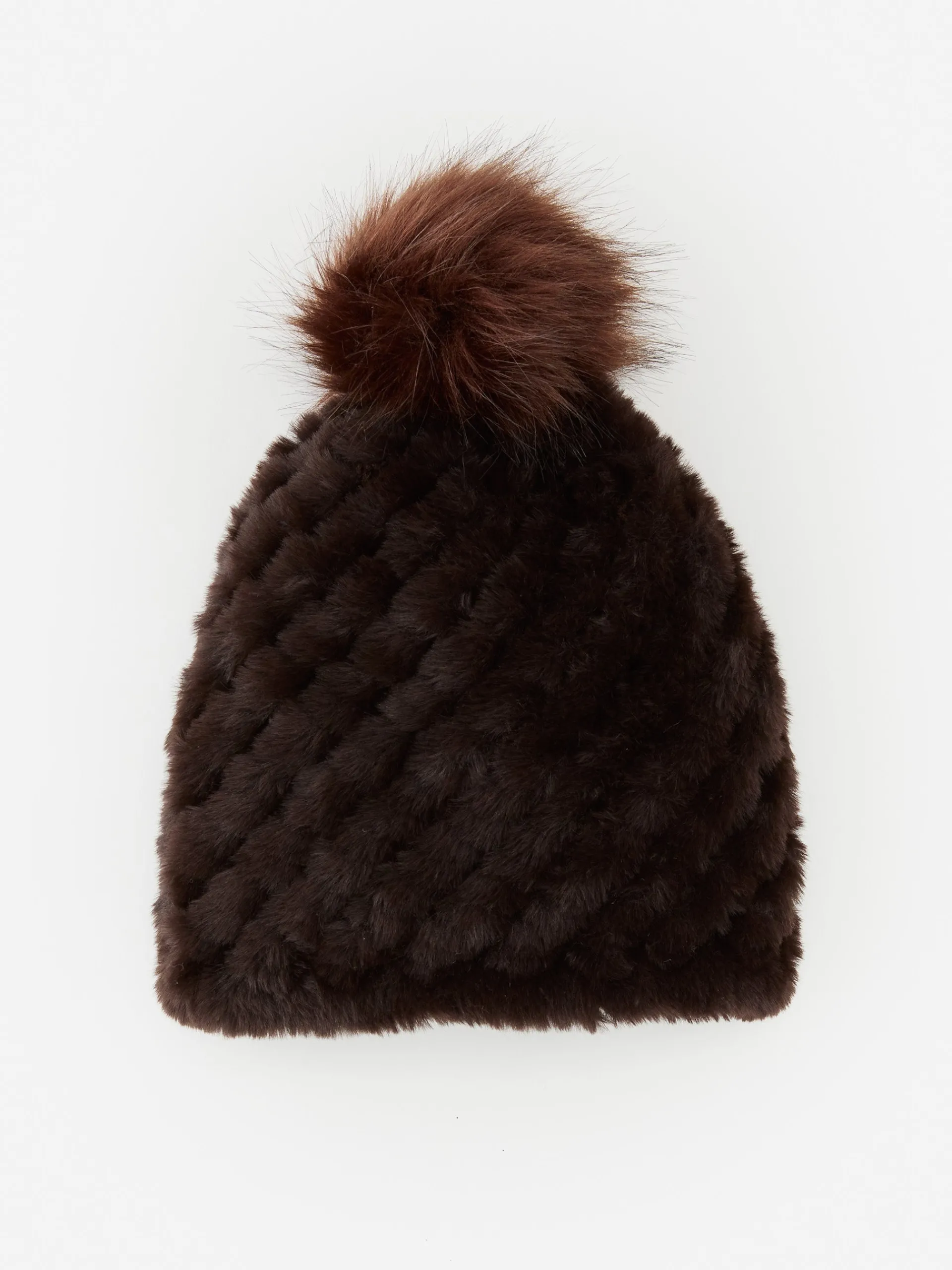 J.McLaughlin Loulou Faux Fur Beanie DarkBrown Clearance