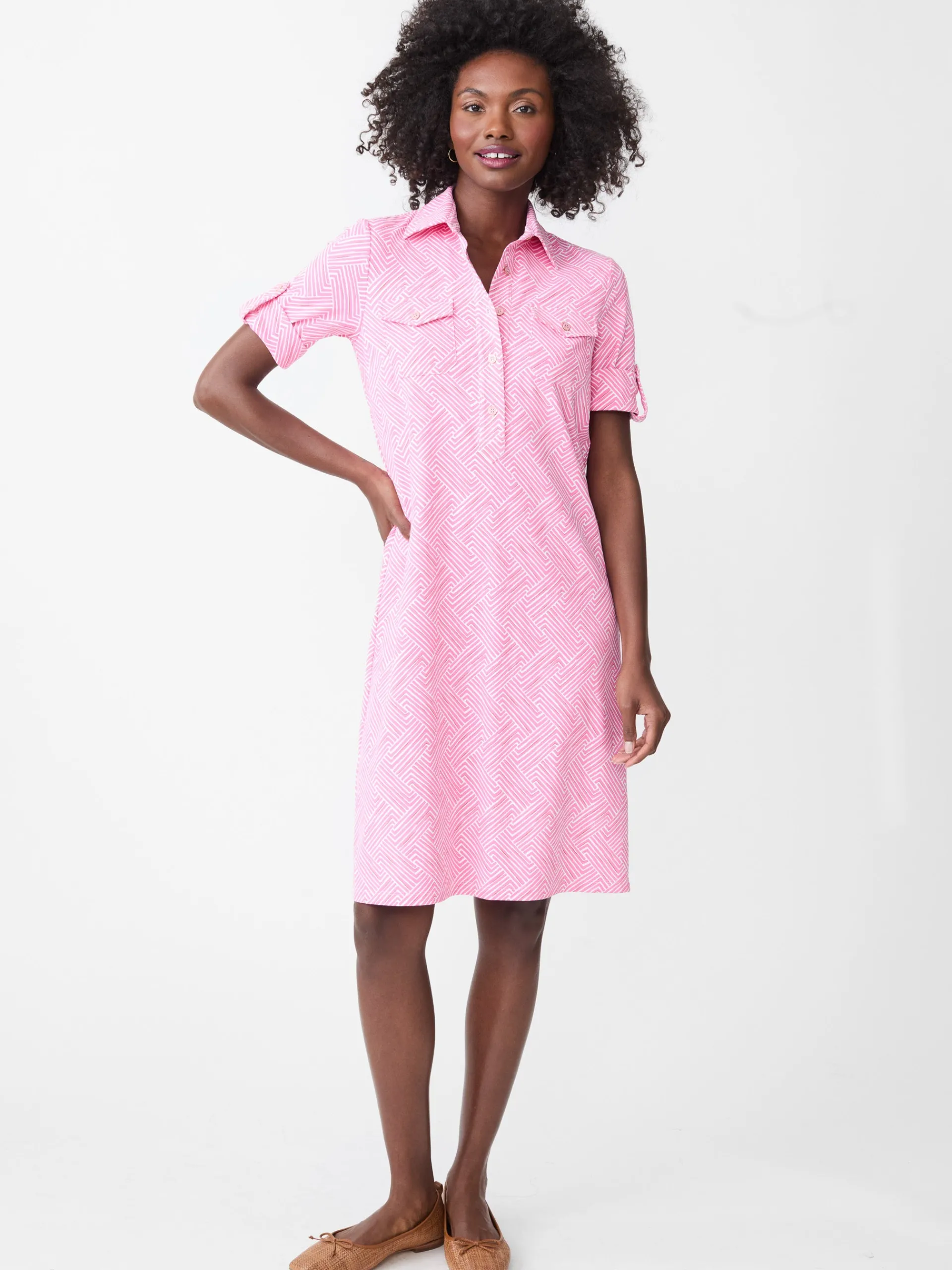 J.McLaughlin Lucie Dress in Volley White/Pink/Red Shop