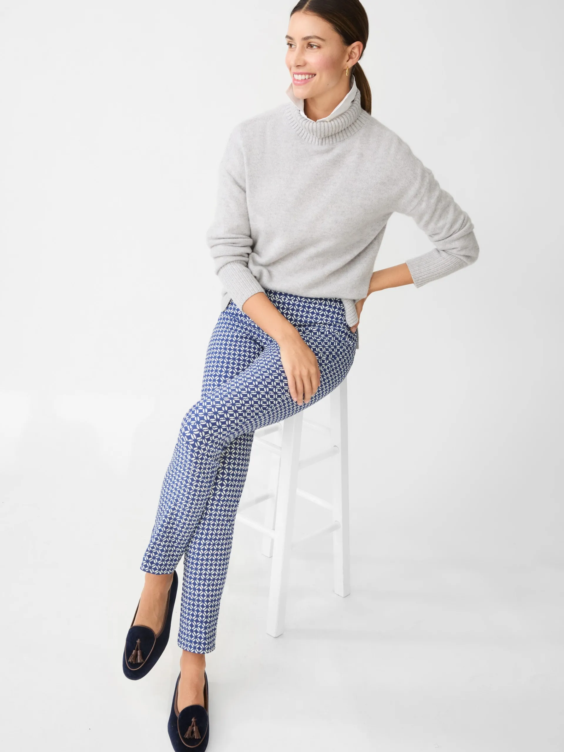 J.McLaughlin Masie Pants in Neo Sugar Cane DeepBlue/OffWhite Clearance