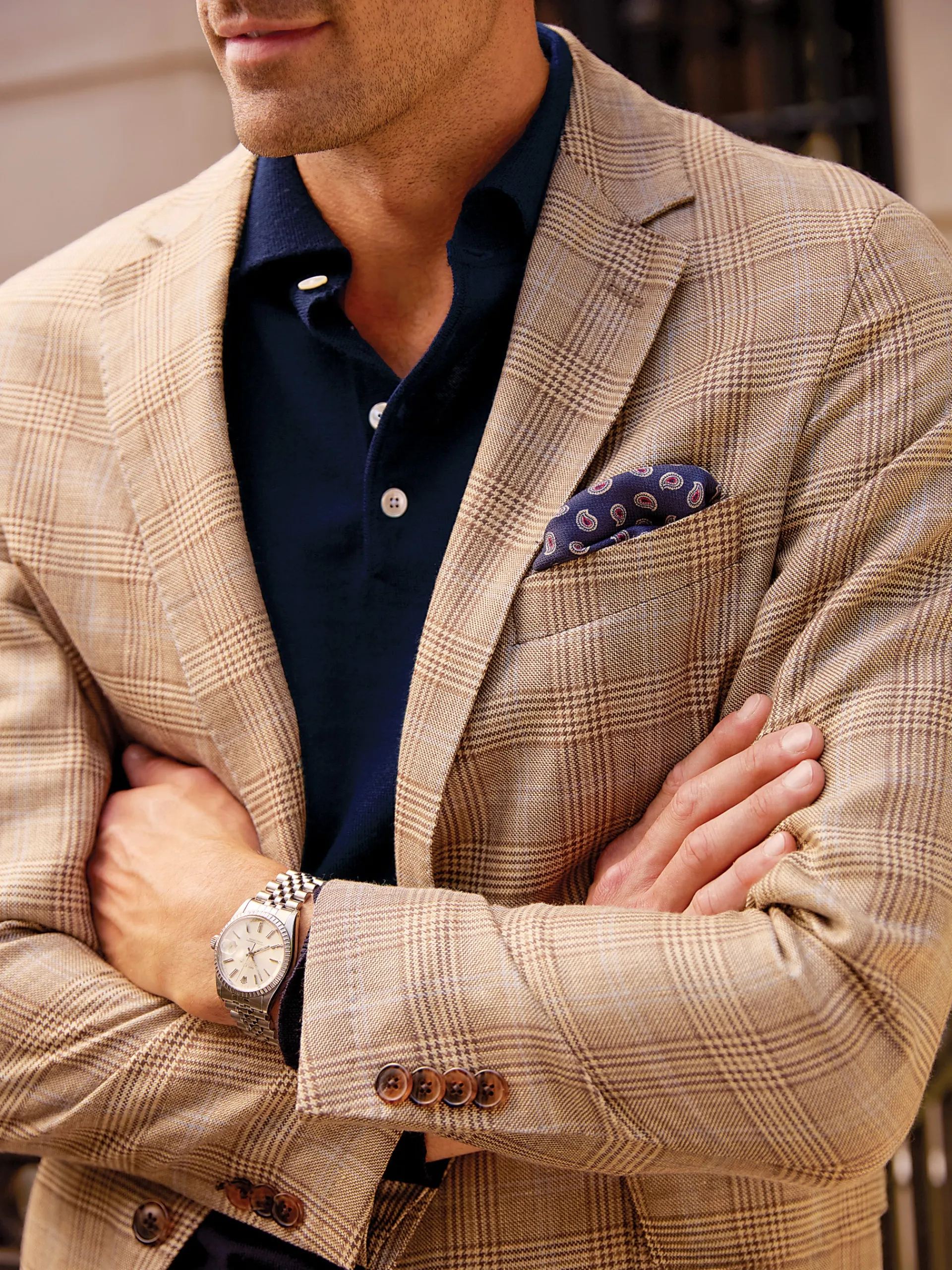J.McLaughlin McCown Linen u0026 Wool Sport Coat in Glen Plaid Tan/Brown/Blue Shop