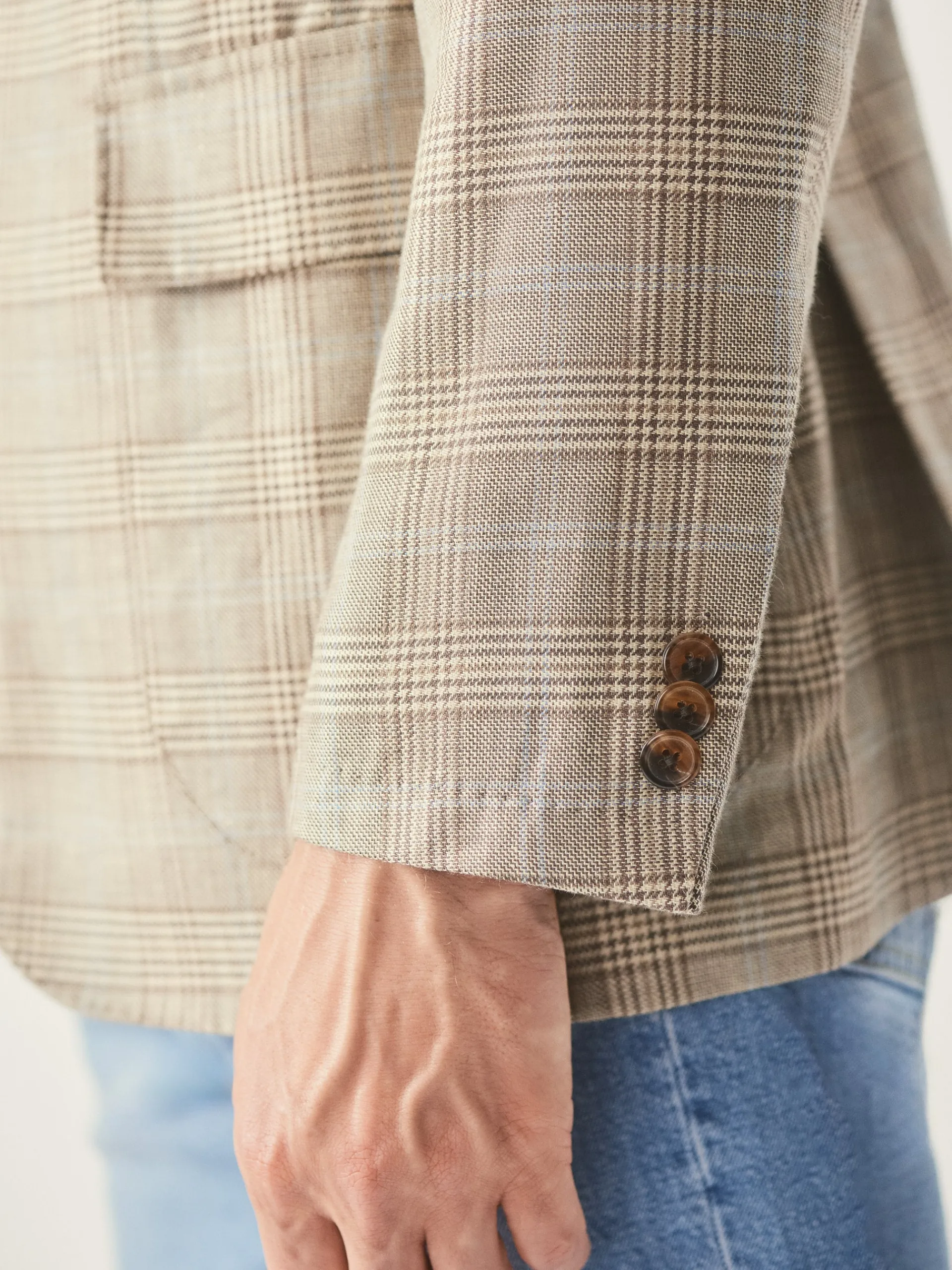 J.McLaughlin McCown Linen u0026 Wool Sport Coat in Glen Plaid Tan/Brown/Blue Shop