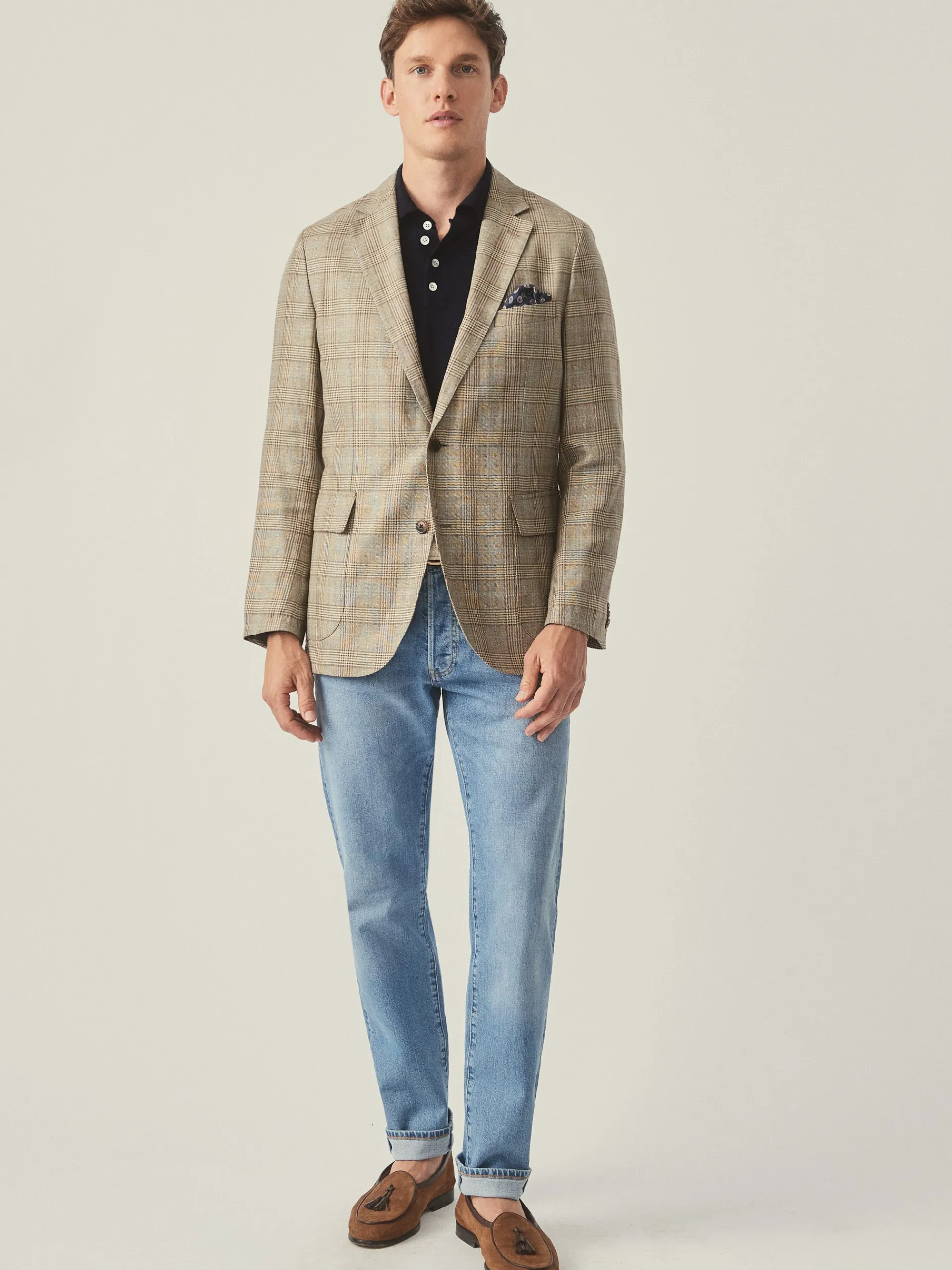 J.McLaughlin McCown Linen u0026 Wool Sport Coat in Glen Plaid Tan/Brown/Blue Shop