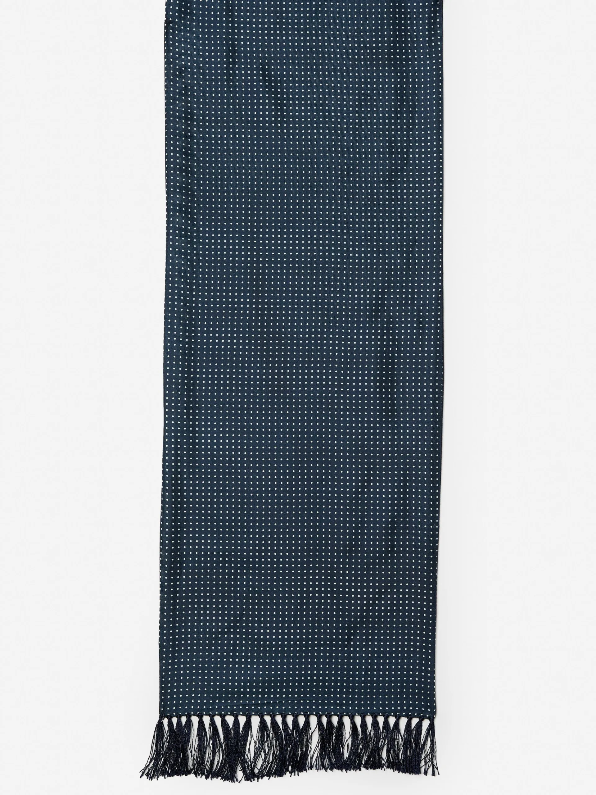 J.McLaughlin Men's Silk Scarf in Polka Dots Navy/Ivory New