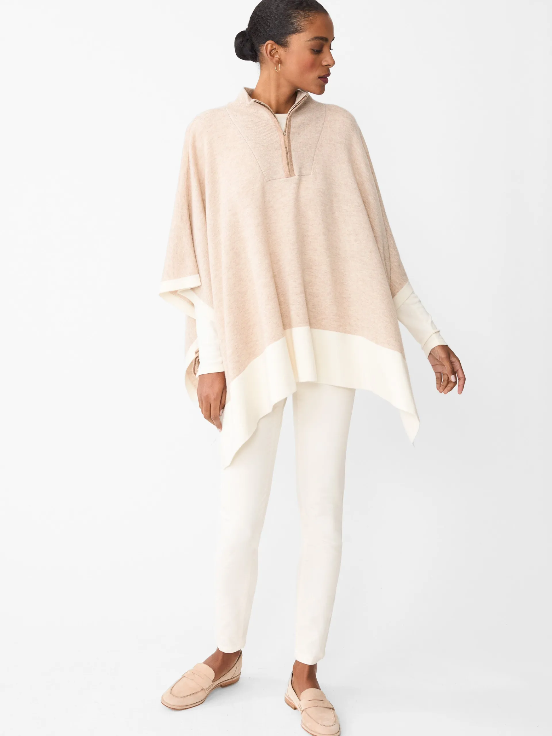 J.McLaughlin Misty Poncho Oatmeal/Ivory Outlet