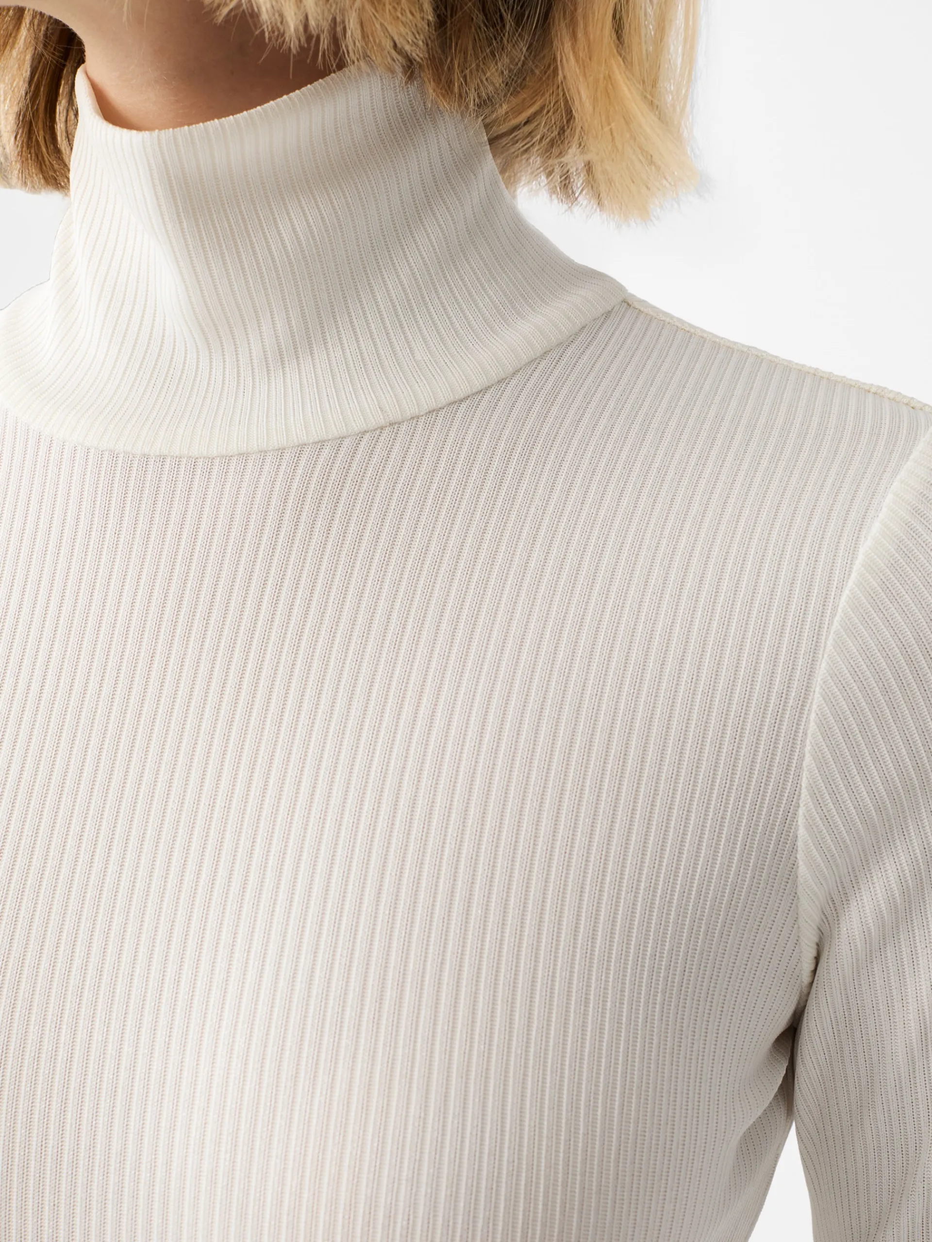 J.McLaughlin Nadia Metallic Turtleneck Cream/Silver New