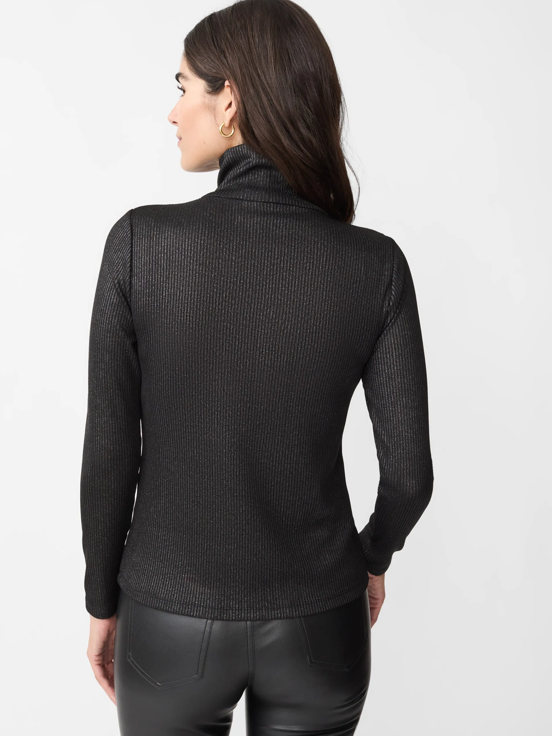 J.McLaughlin Nadia Metallic Turtleneck Black/Silver Flash Sale