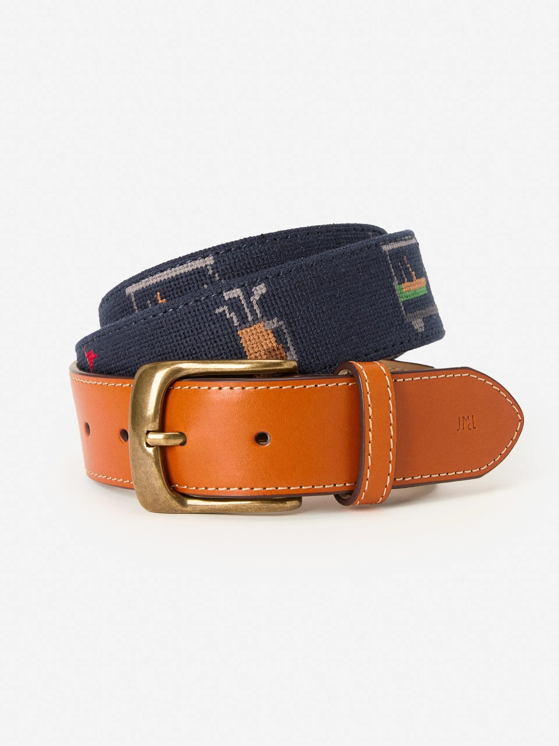 J.McLaughlin Needlepoint Belt in Golf Navy Flash Sale