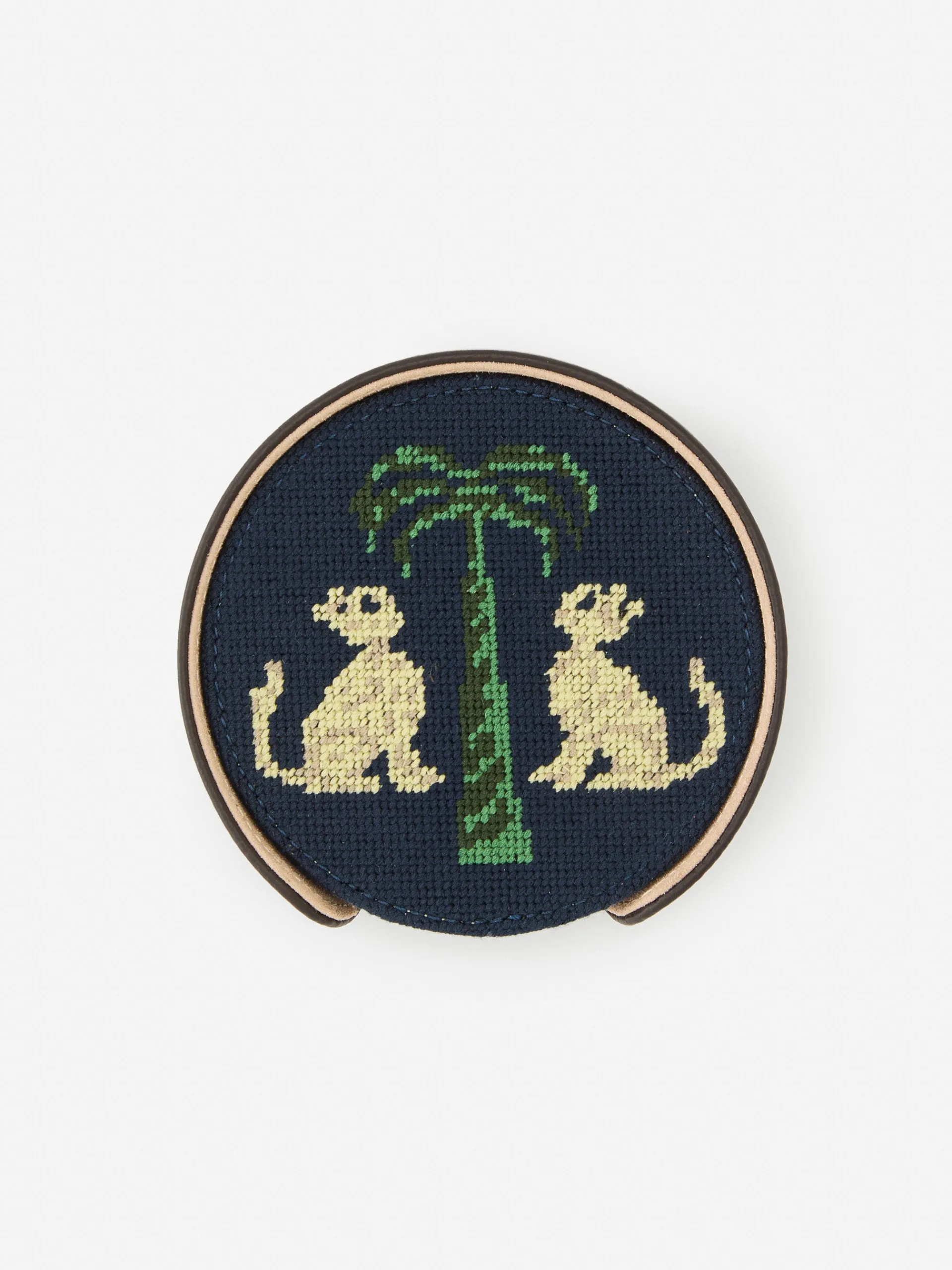 J.McLaughlin Needlepoint Coaster Set in Cat u0026 Tree DarkBrown/Khaki Shop