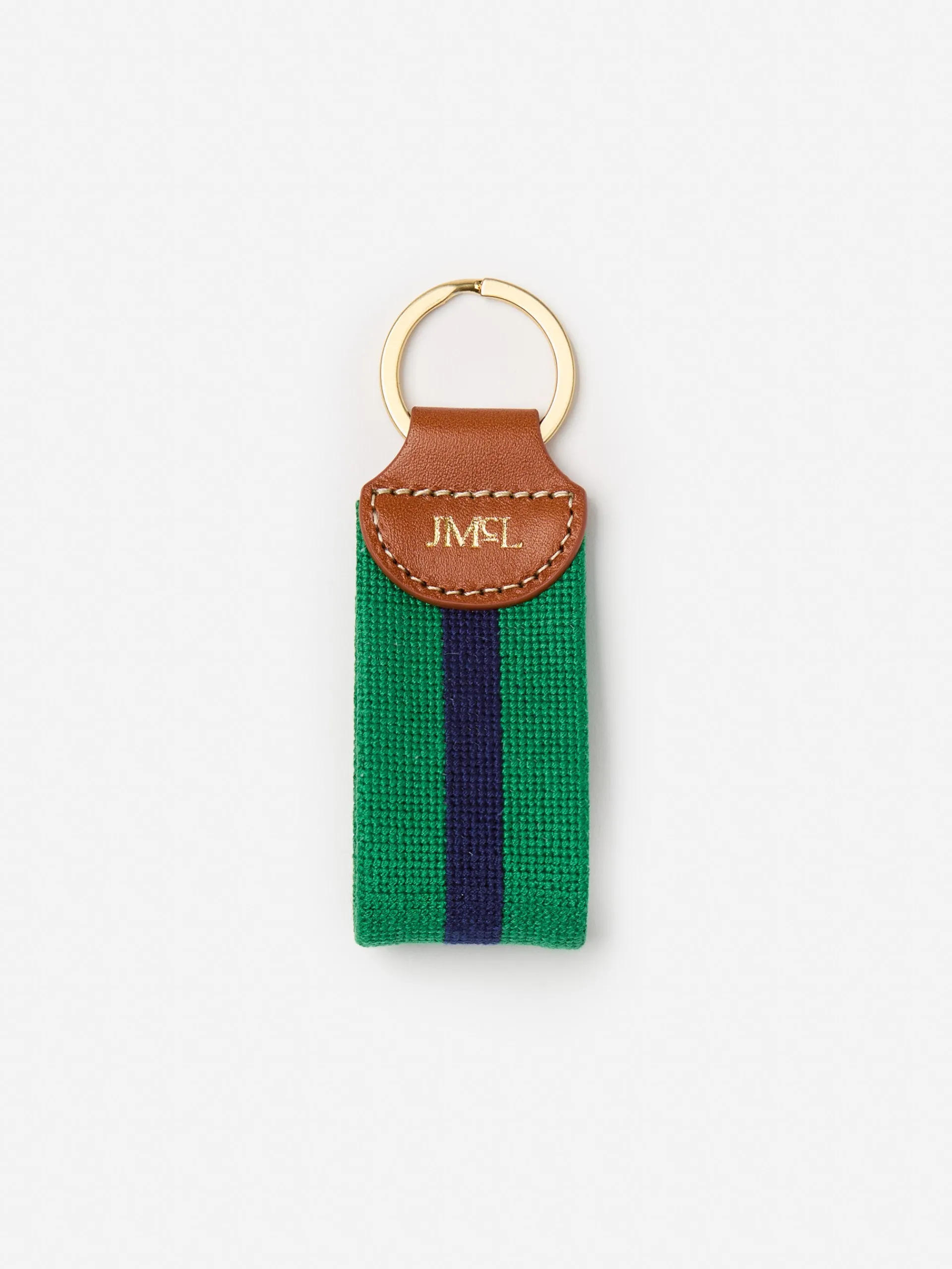 J.McLaughlin Needlepoint Keyfob in Stripe Green/Navy Discount