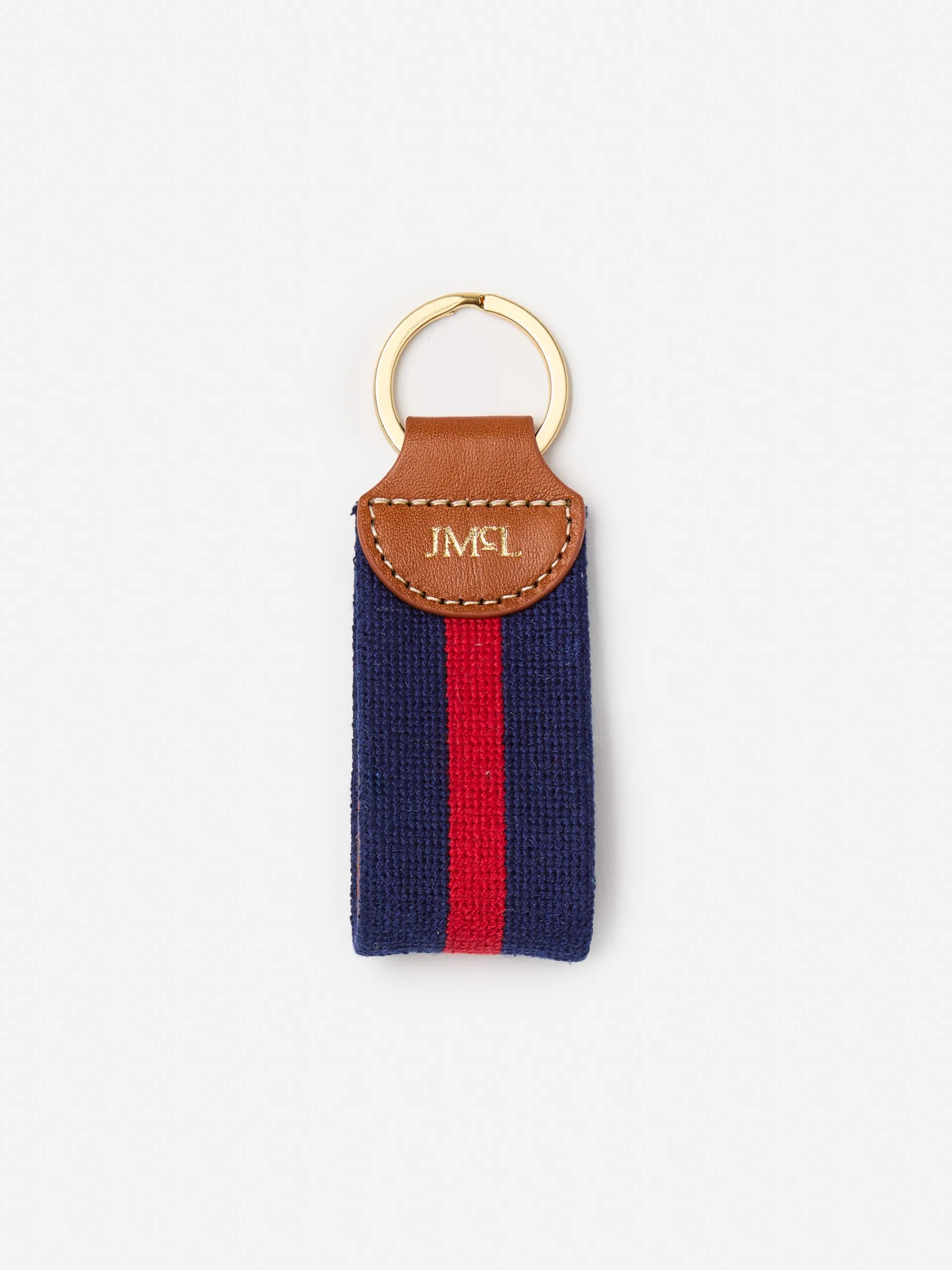 J.McLaughlin Needlepoint Keyfob in Stripe Navy/Red Hot