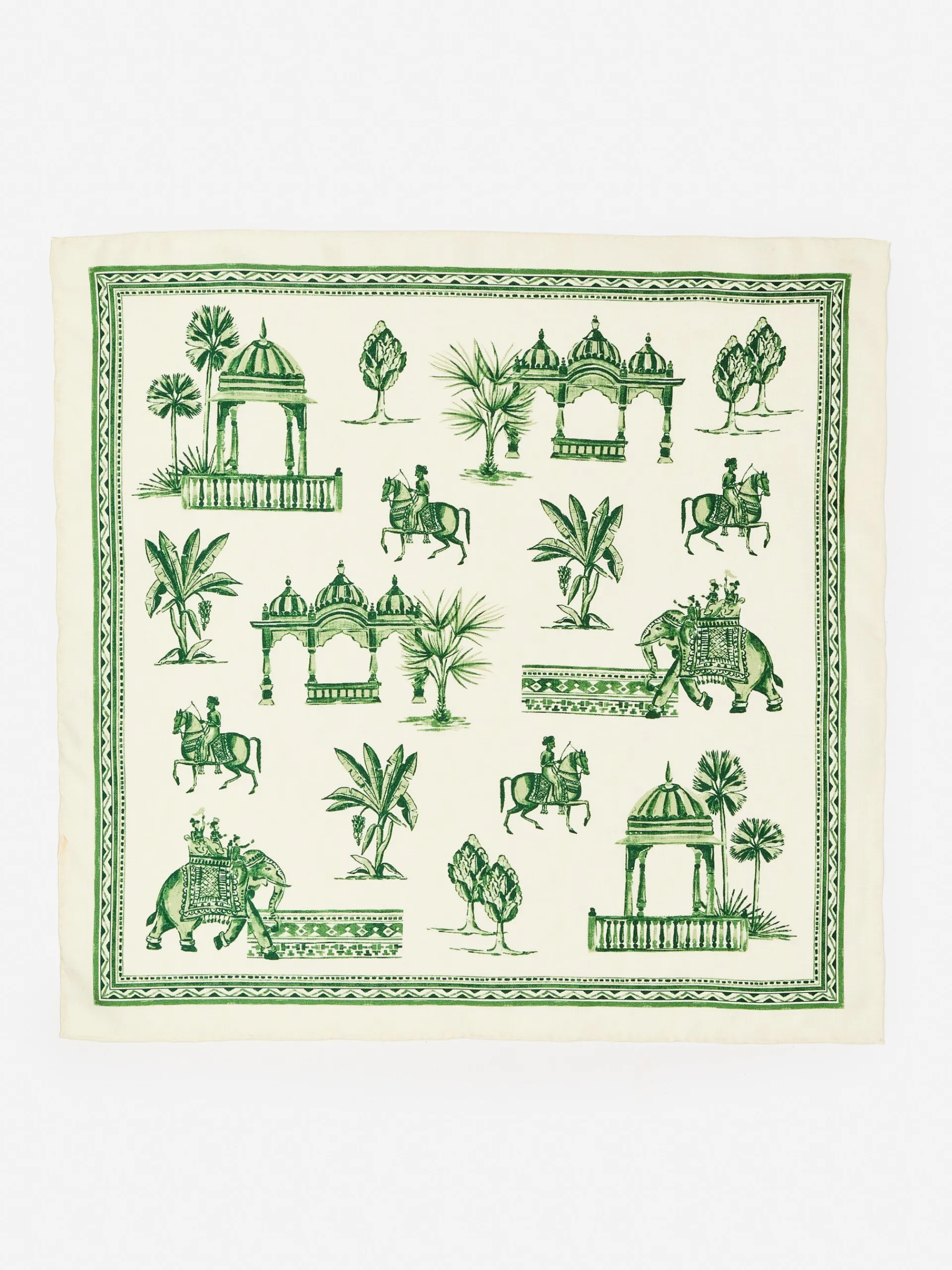 J.McLaughlin Nikka Silk Kerchief in Desert Toile OffWhite/Green Fashion