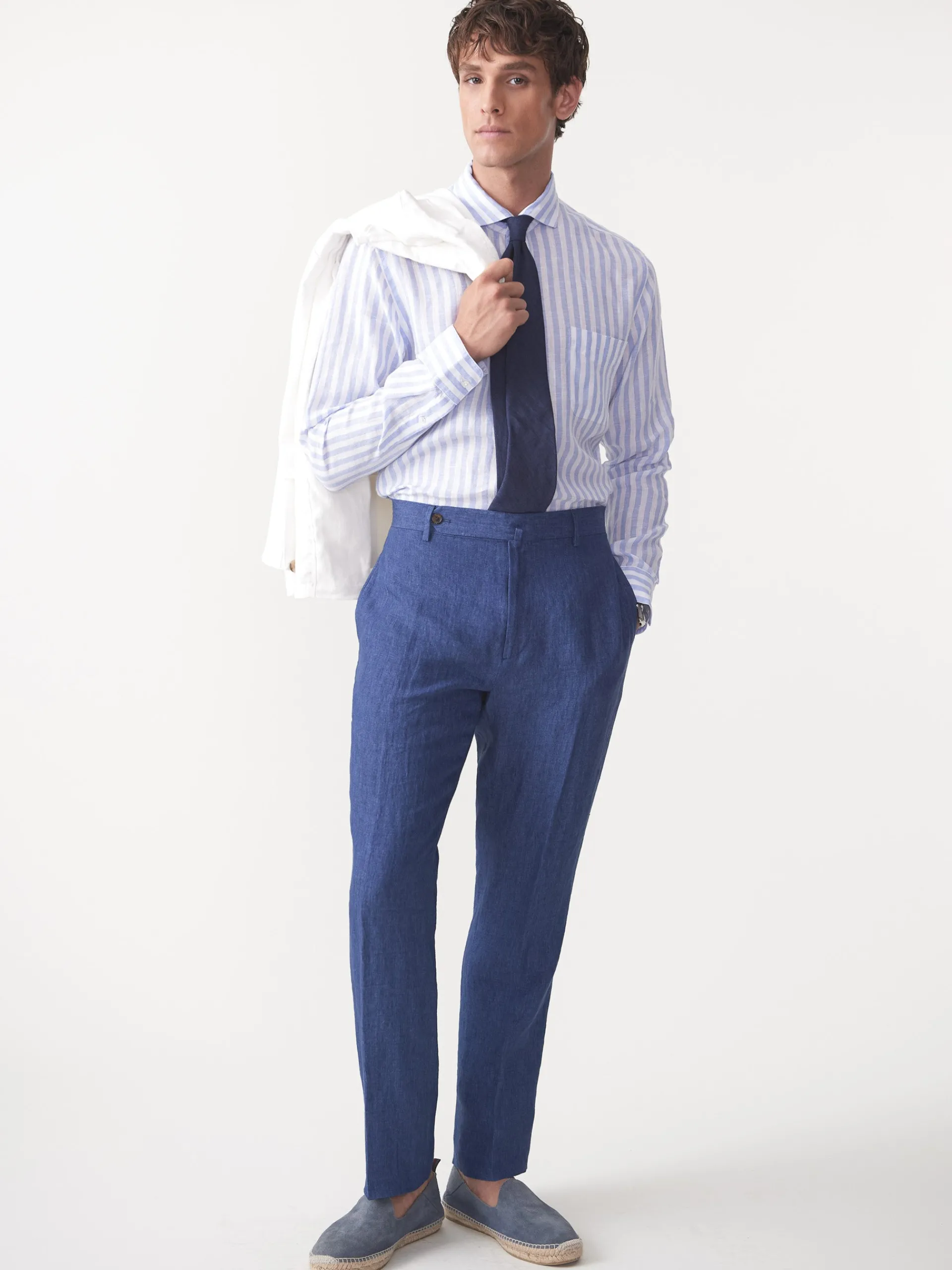 J.McLaughlin Oxford Linen Pants HeatherNavy Hot