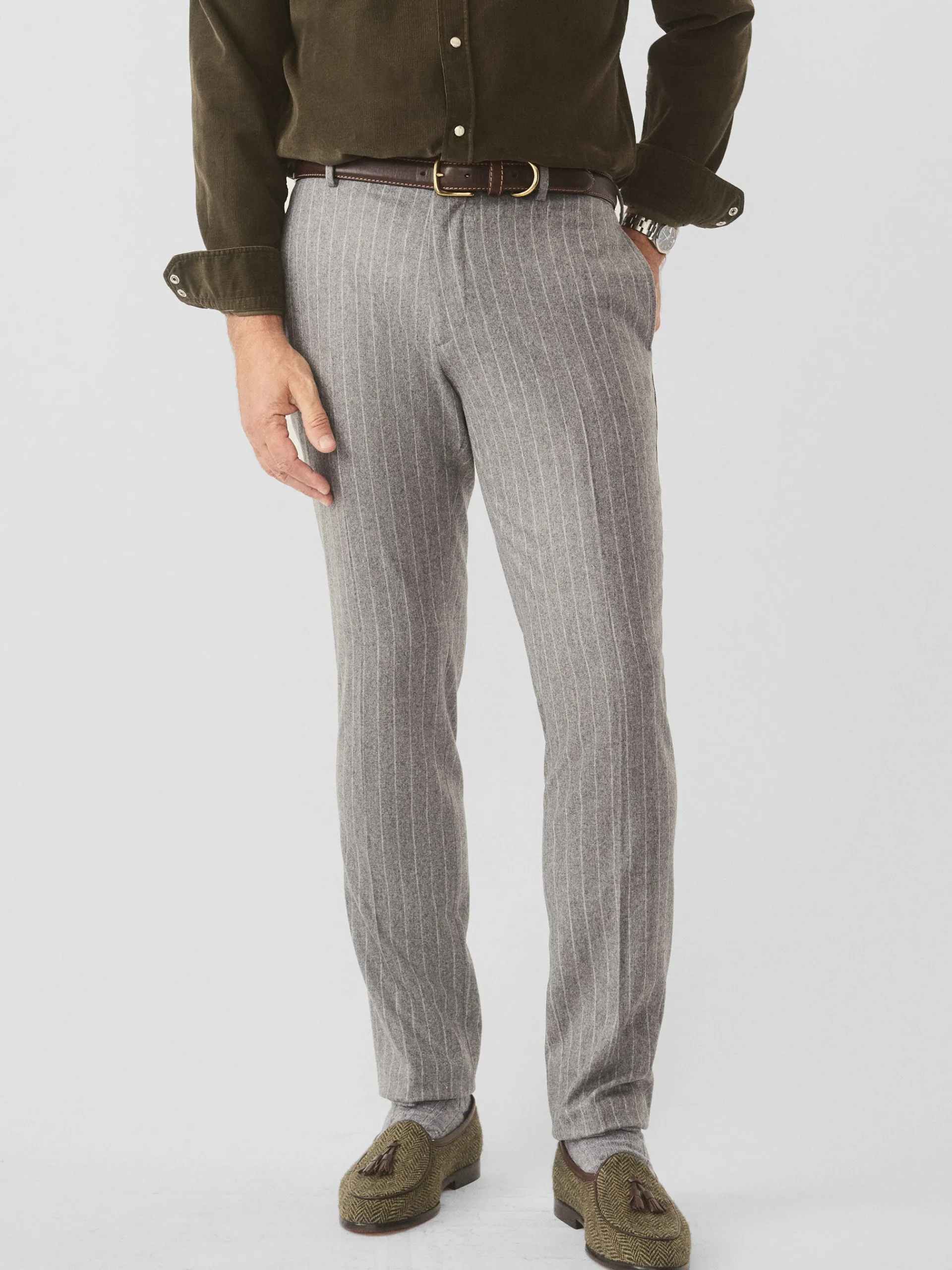 J.McLaughlin Oxford Pants in Pinstripe Gray/White Store