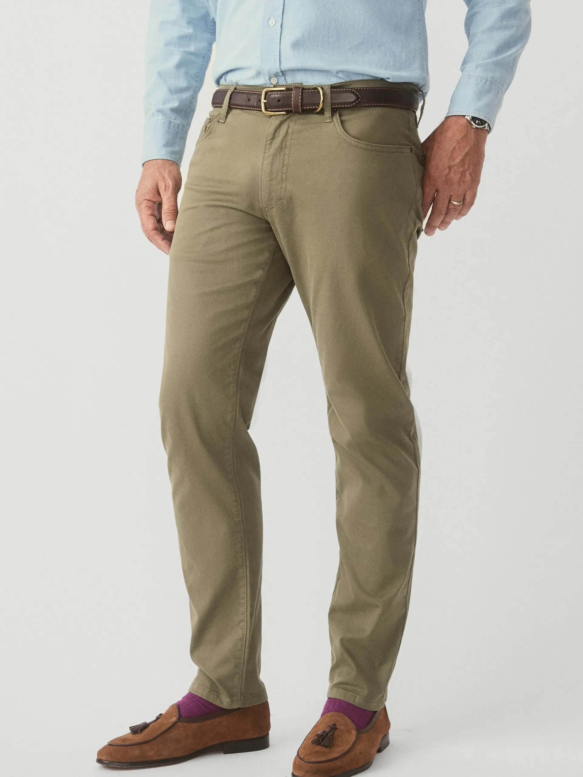 J.McLaughlin Parker 5-Pocket Straight Pants Olive Online