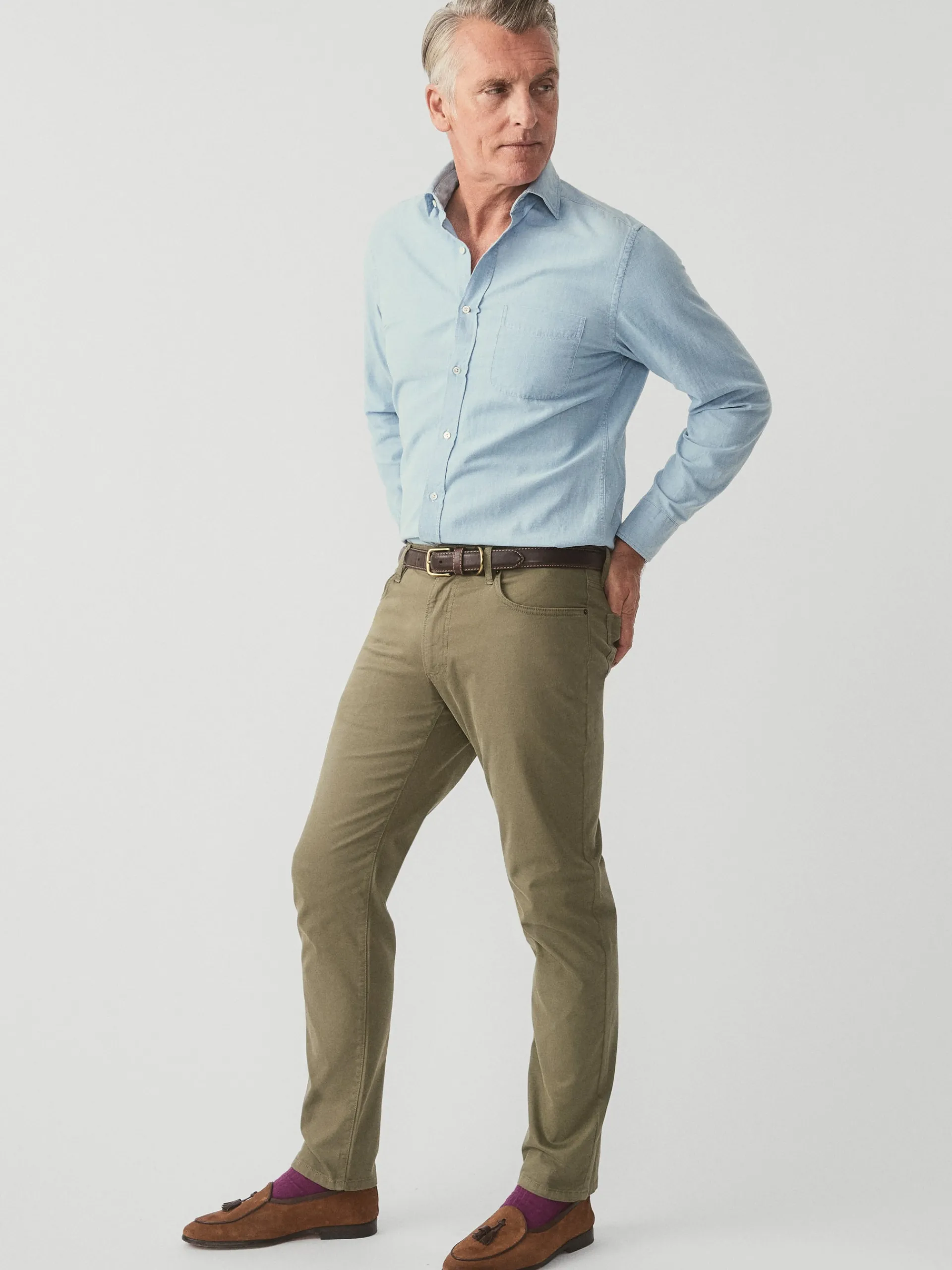 J.McLaughlin Parker 5-Pocket Straight Pants Olive Online