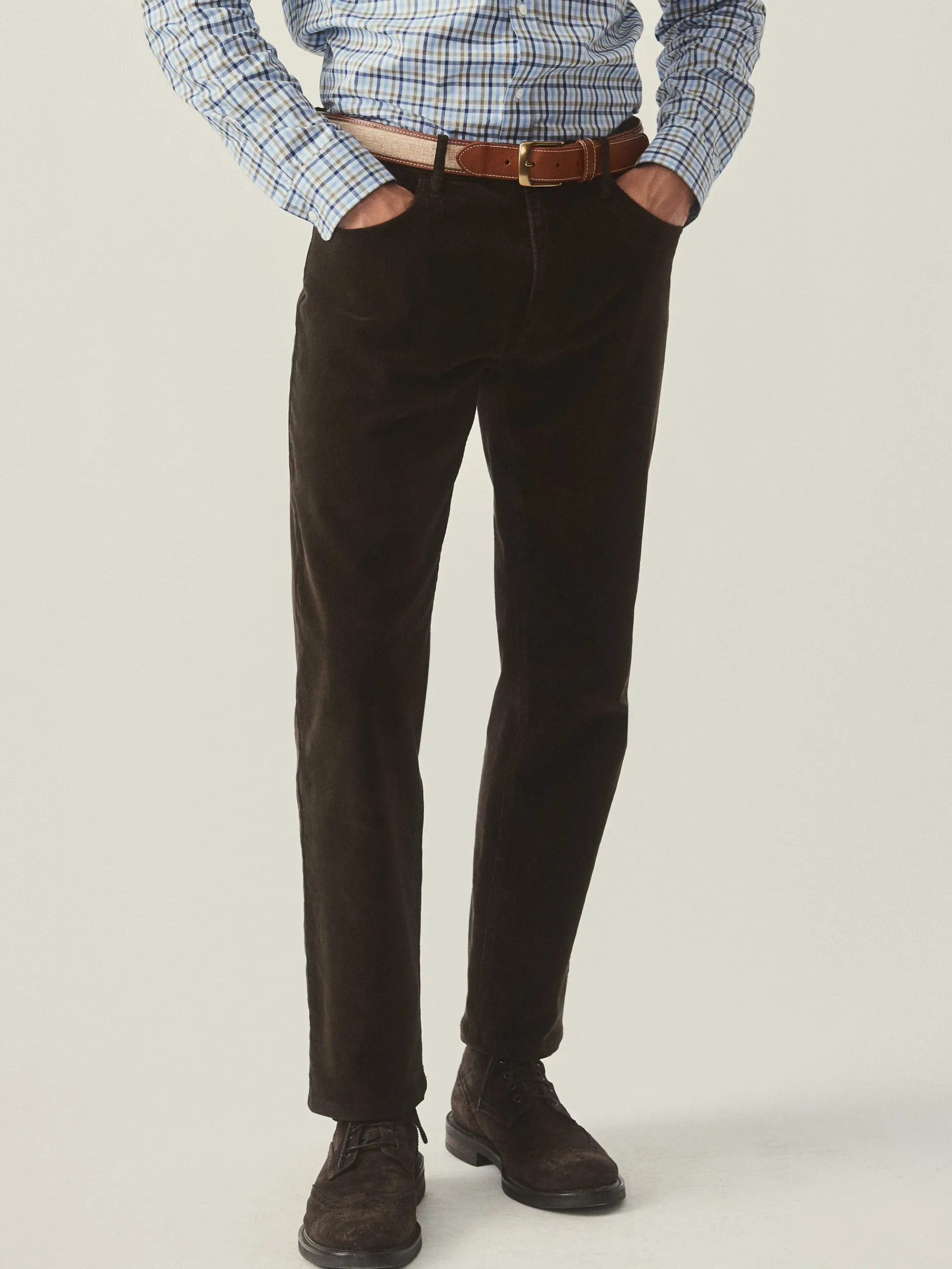 J.McLaughlin Parker 5-Pocket Straight Pants in Italian Stretch Cord Brown Outlet