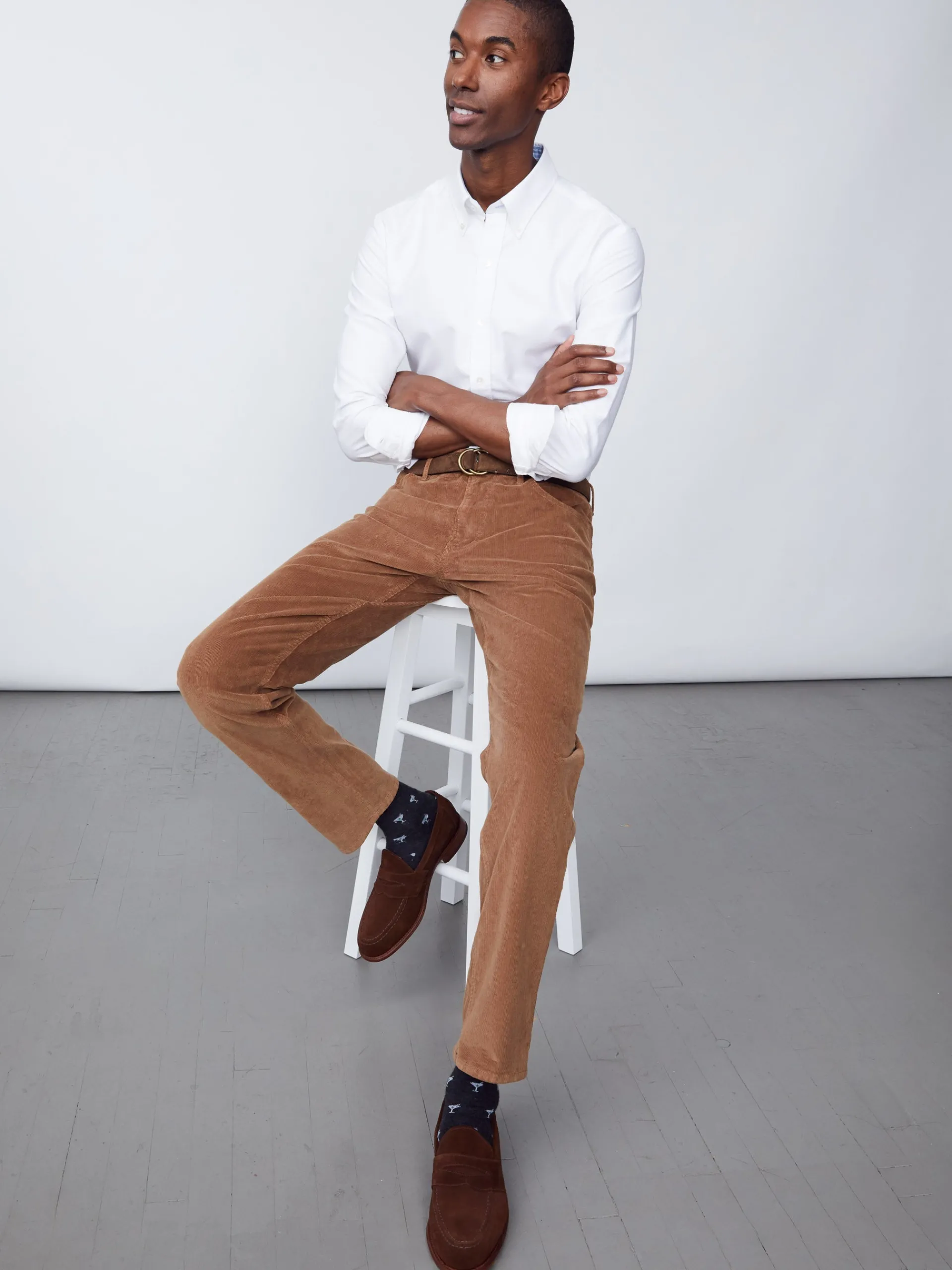 J.McLaughlin Parker 5-Pocket Straight Pants in Italian Stretch Cord Acorn Outlet