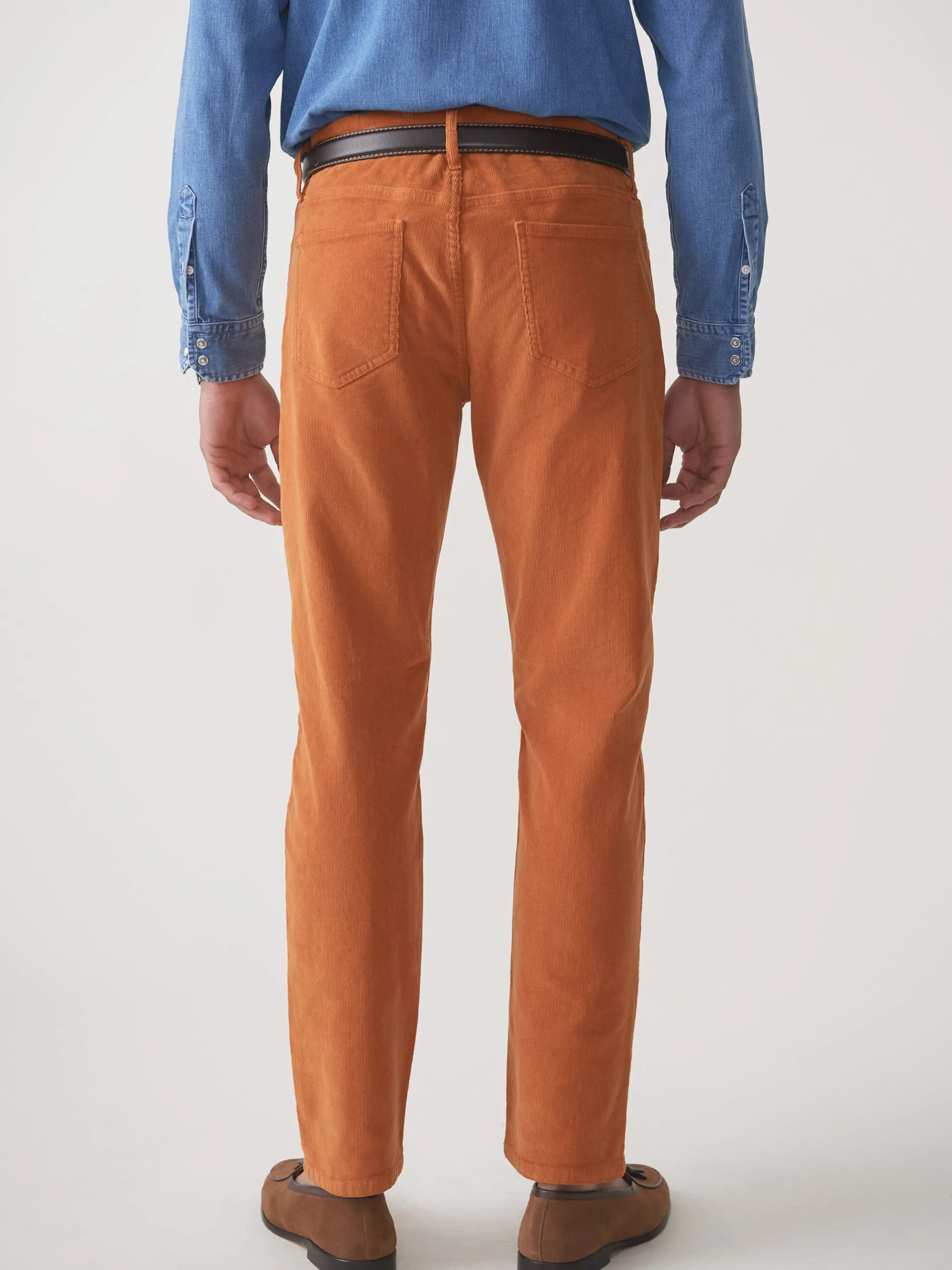 J.McLaughlin Parker 5-Pocket Straight Pants in Italian Stretch Cord Rust Hot
