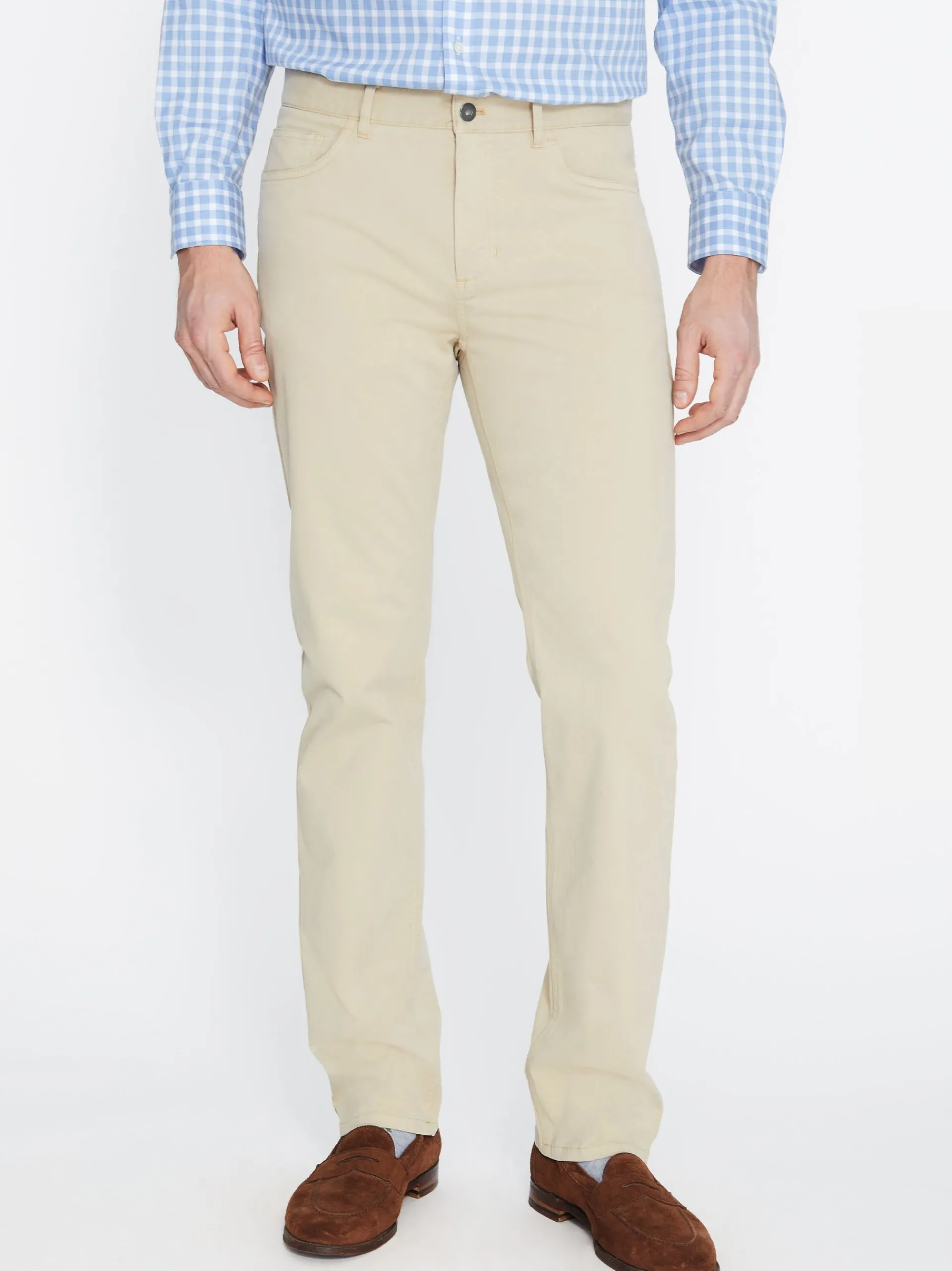 J.McLaughlin Parker 5-Pocket Straight Pants in Stretch Cotton Sateen Stone Best Sale