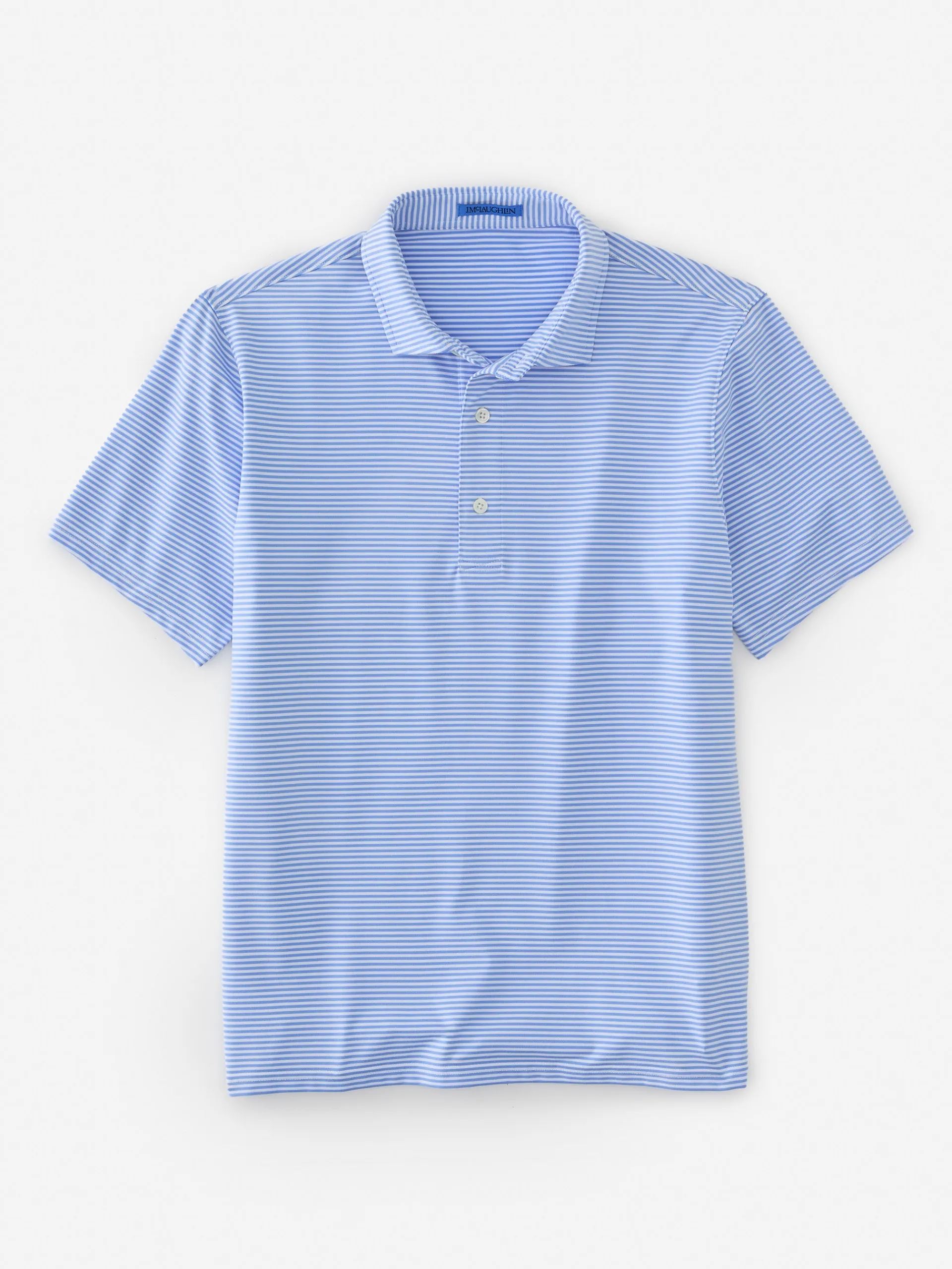 J.McLaughlin Peak Performance Polo in Stripe White/LightBlue Cheap