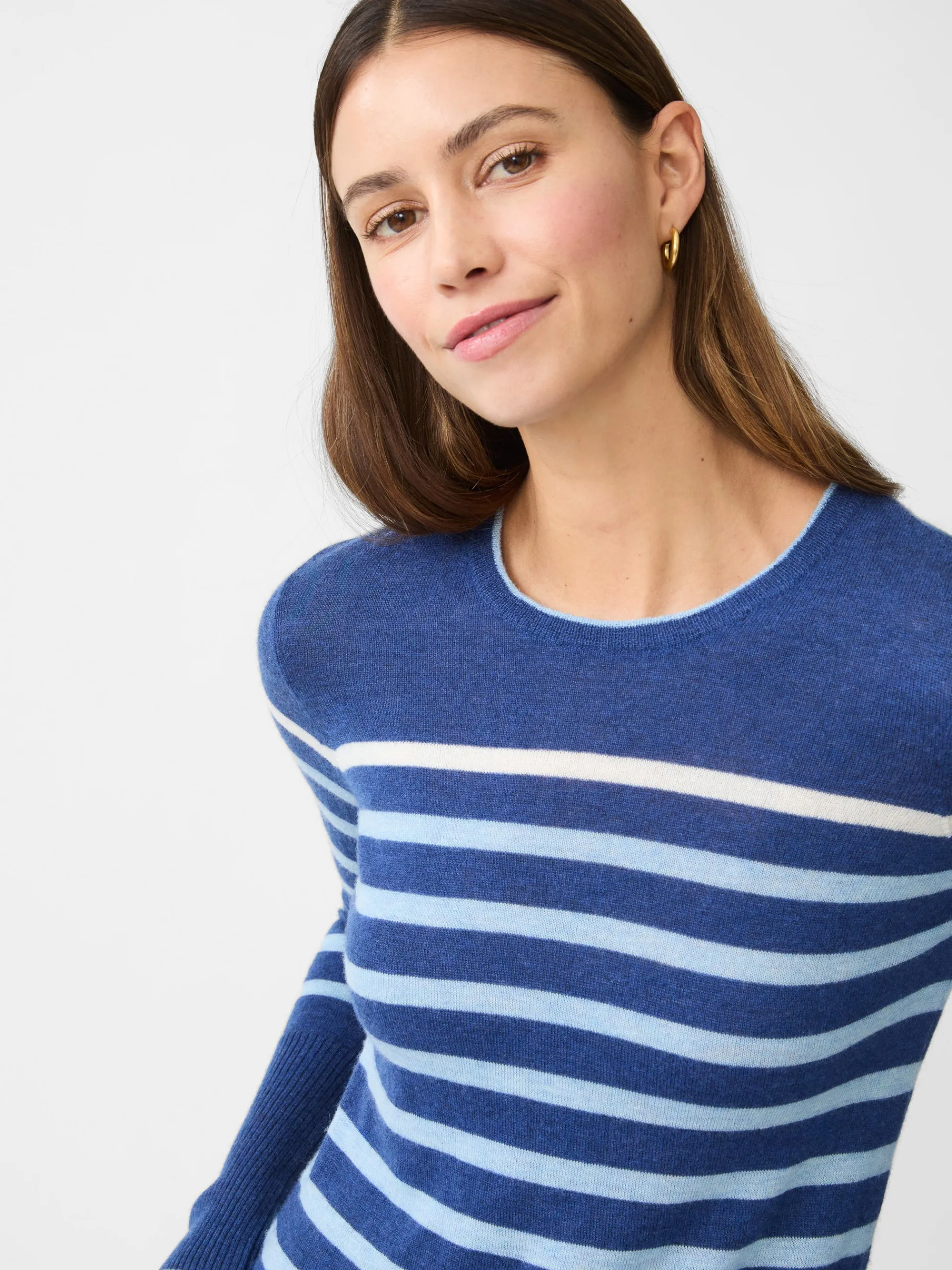 J.McLaughlin Poet Cashmere Sweater in Stripe Navy/Multi Best