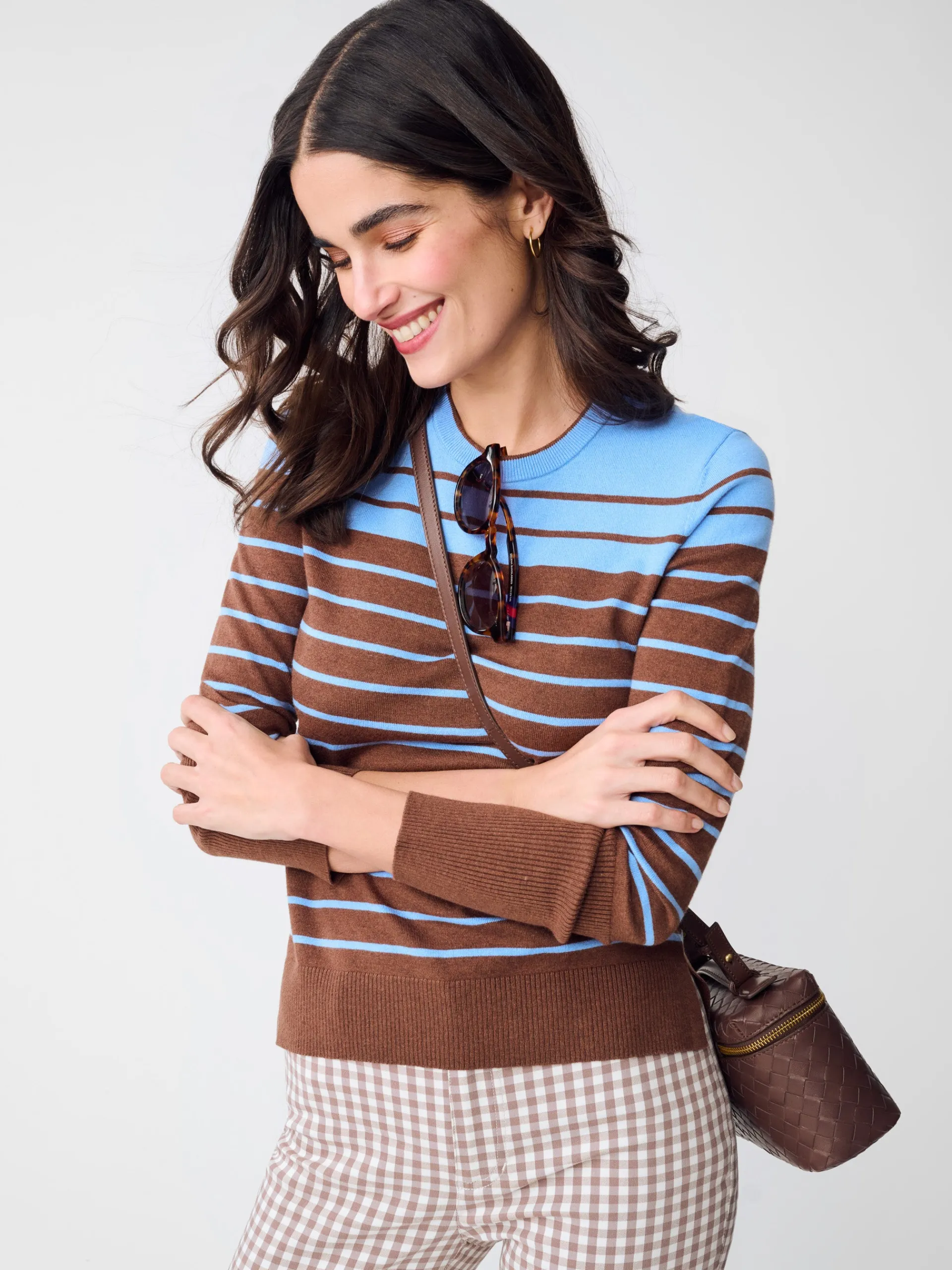 J.McLaughlin Poet Sweater in Stripe Blue/Brown Best
