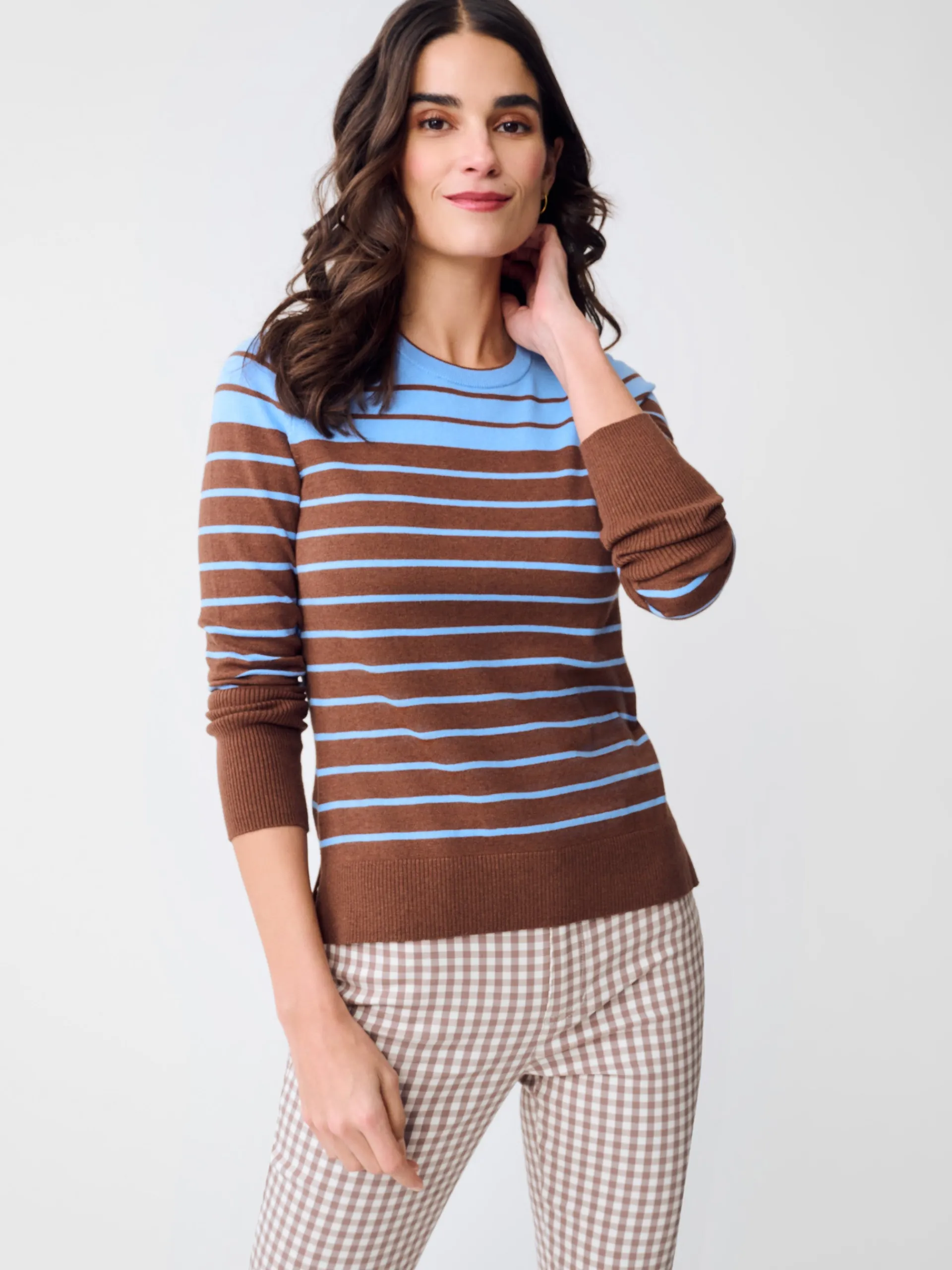 J.McLaughlin Poet Sweater in Stripe Blue/Brown Best
