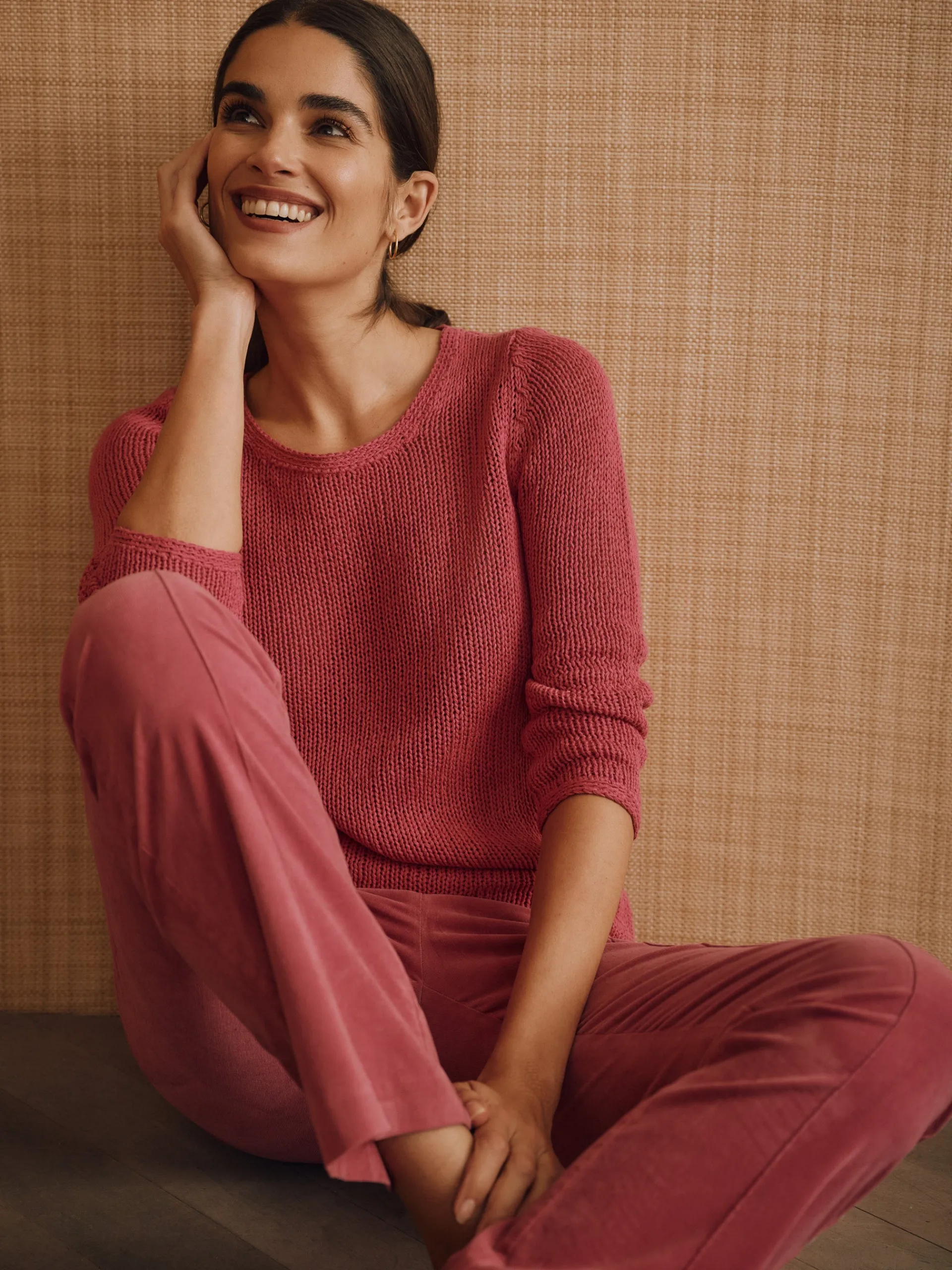 J.McLaughlin Raelyn Linen Blend Sweater HotPink Hot