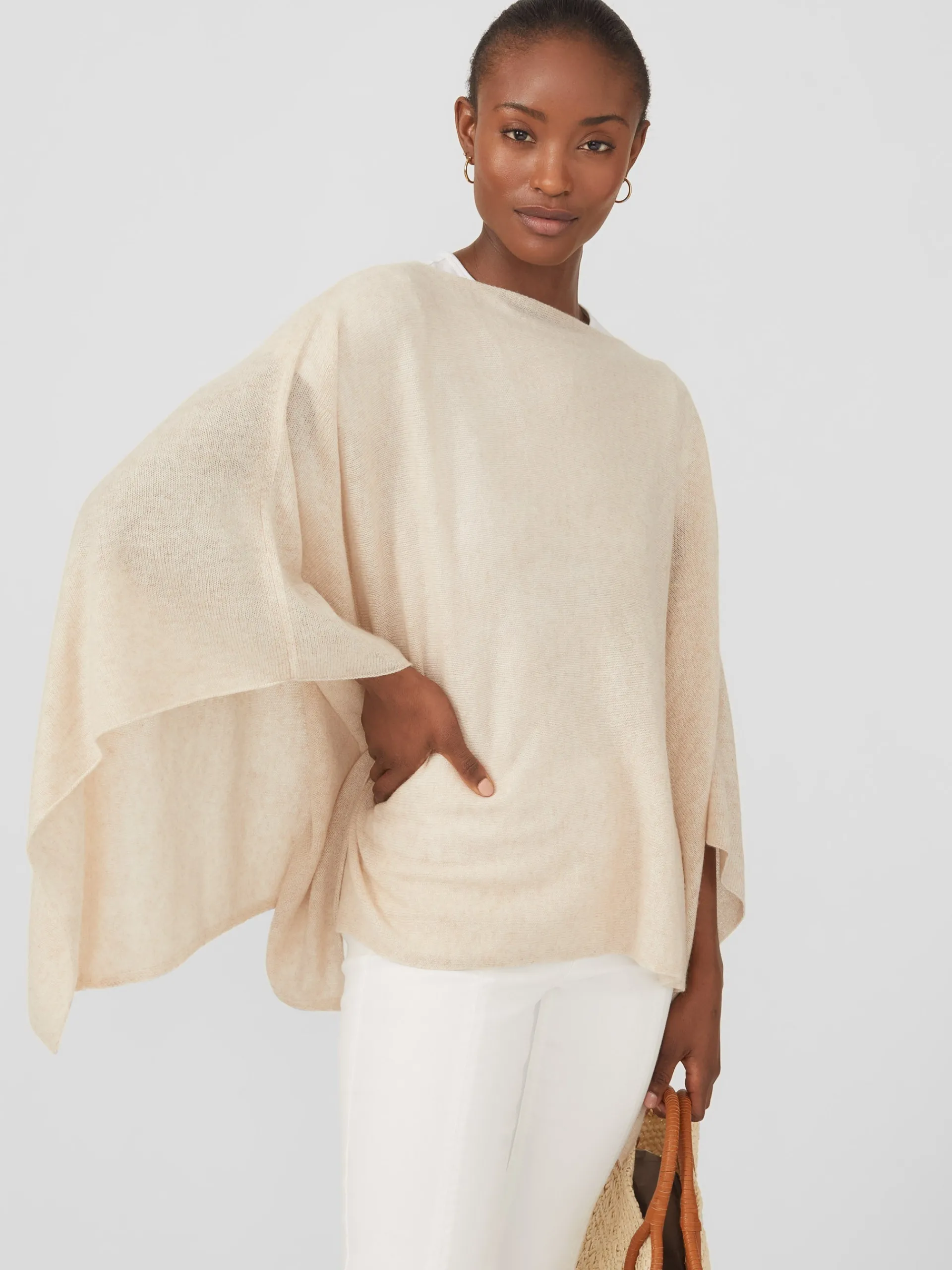 J.McLaughlin Rale Cashmere Poncho LightHeatherOatmeal Store