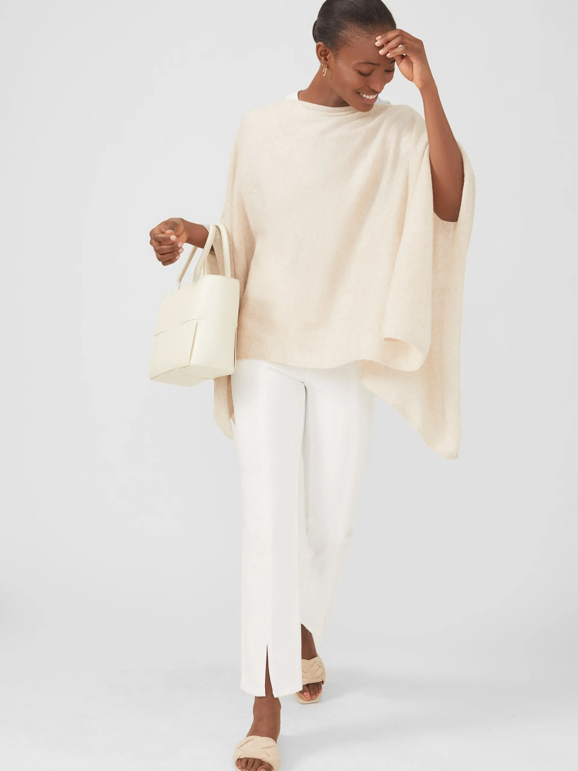 J.McLaughlin Rale Cashmere Poncho LightHeatherOatmeal Store