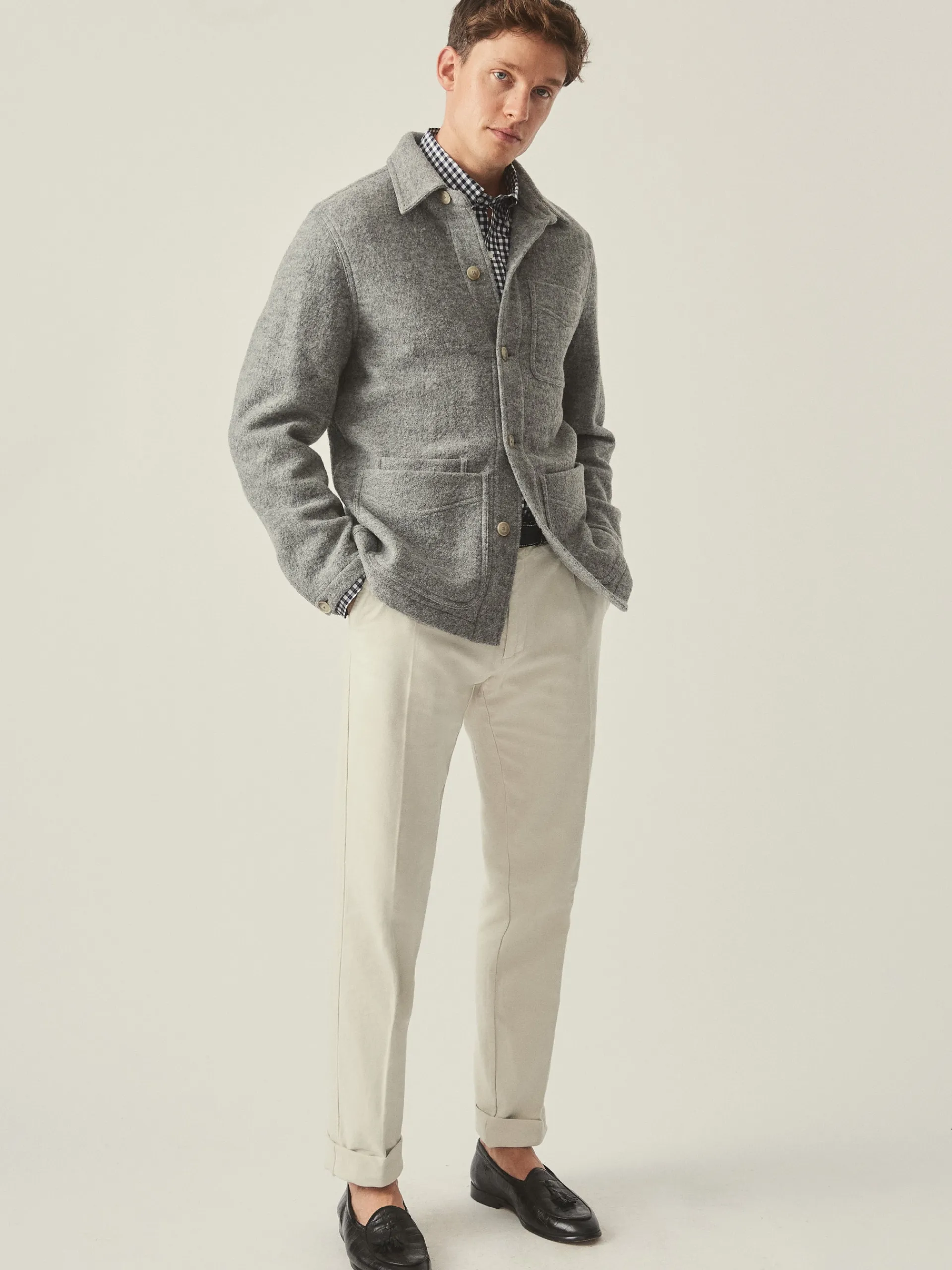 J.McLaughlin Redding Straight-Fit Chino Pants in Italian Moleskin Stone Online