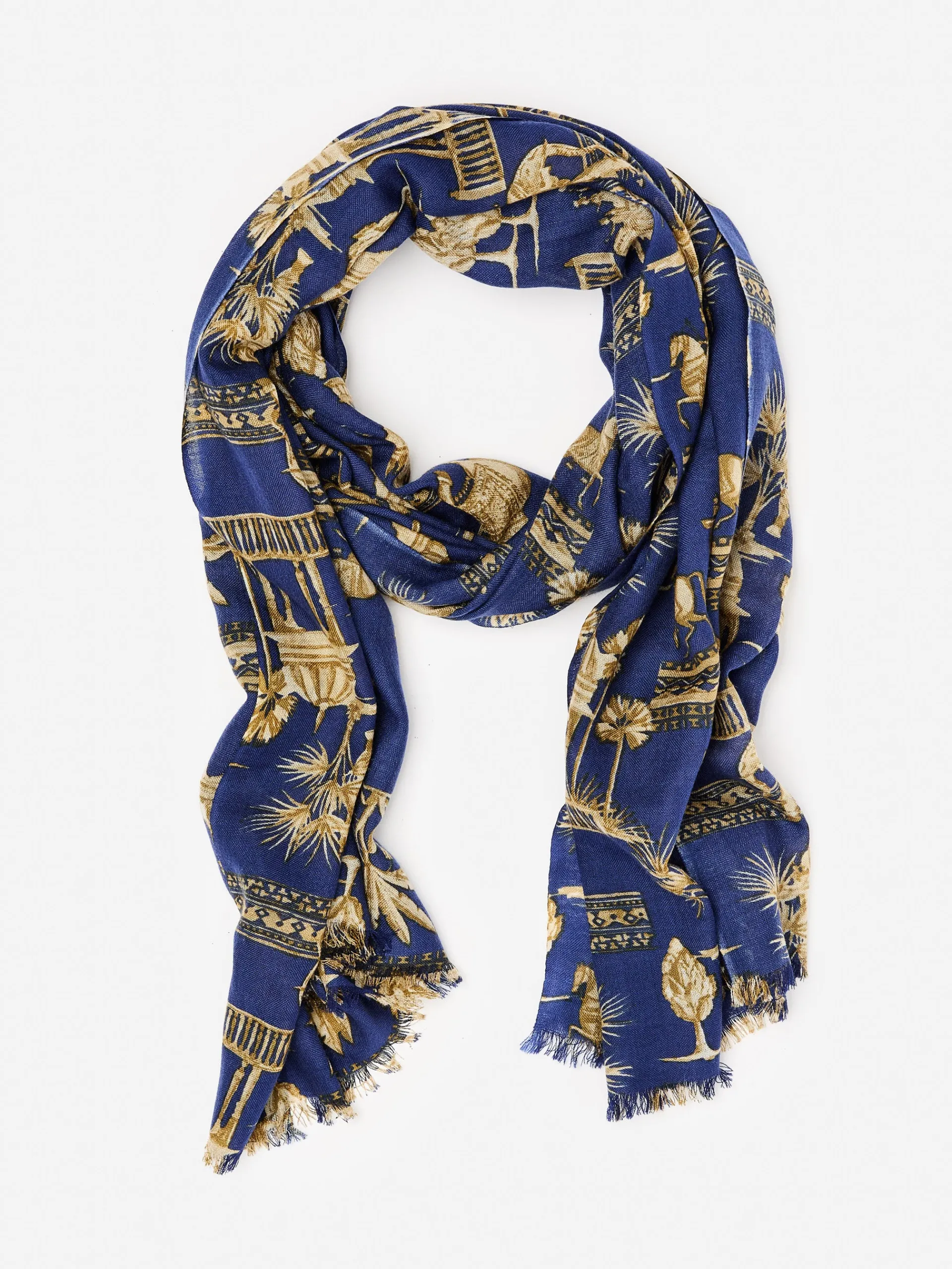 J.McLaughlin Reed Scarf in Desert Toile Navy/Tan Cheap