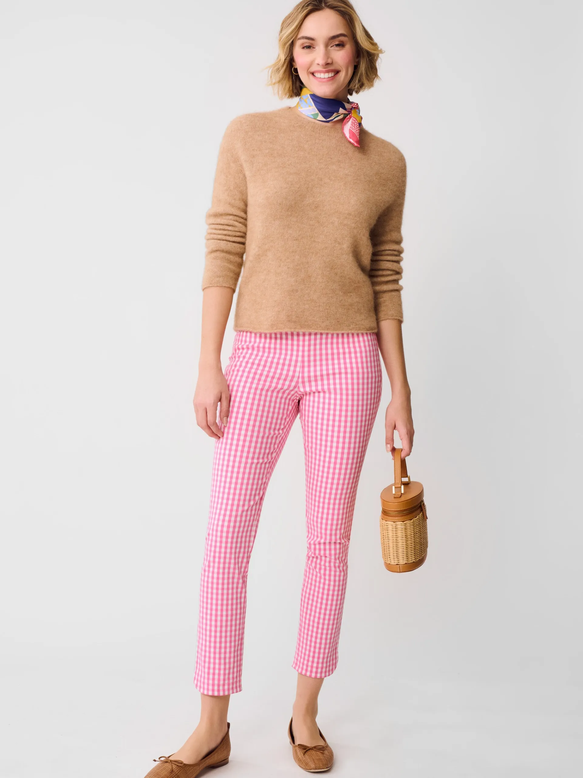 J.McLaughlin Romilly Pants in Gingham HotPink/White Flash Sale