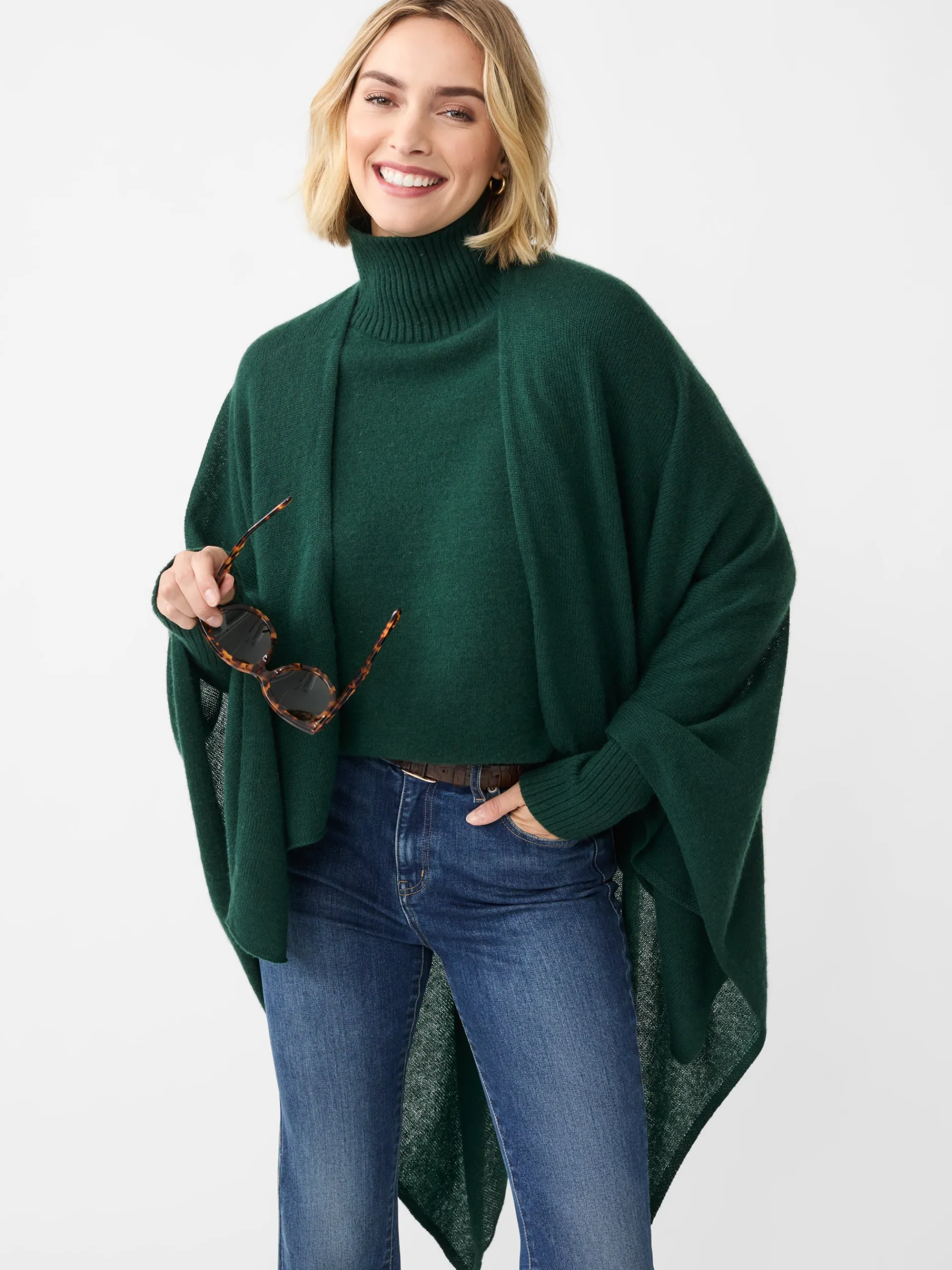 J.McLaughlin Rossi Cashmere Wrap EmeraldGreen Flash Sale
