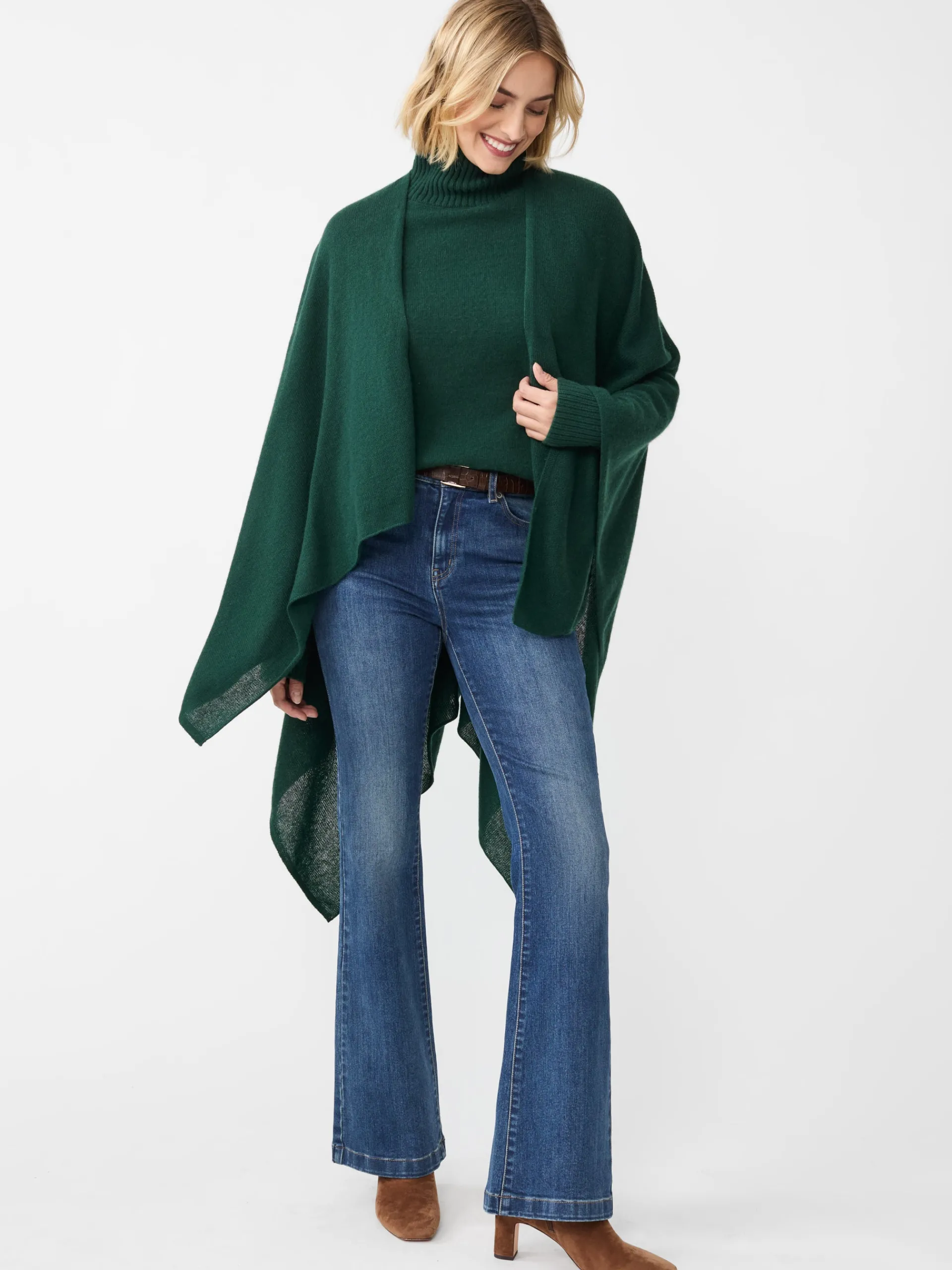 J.McLaughlin Rossi Cashmere Wrap EmeraldGreen Flash Sale