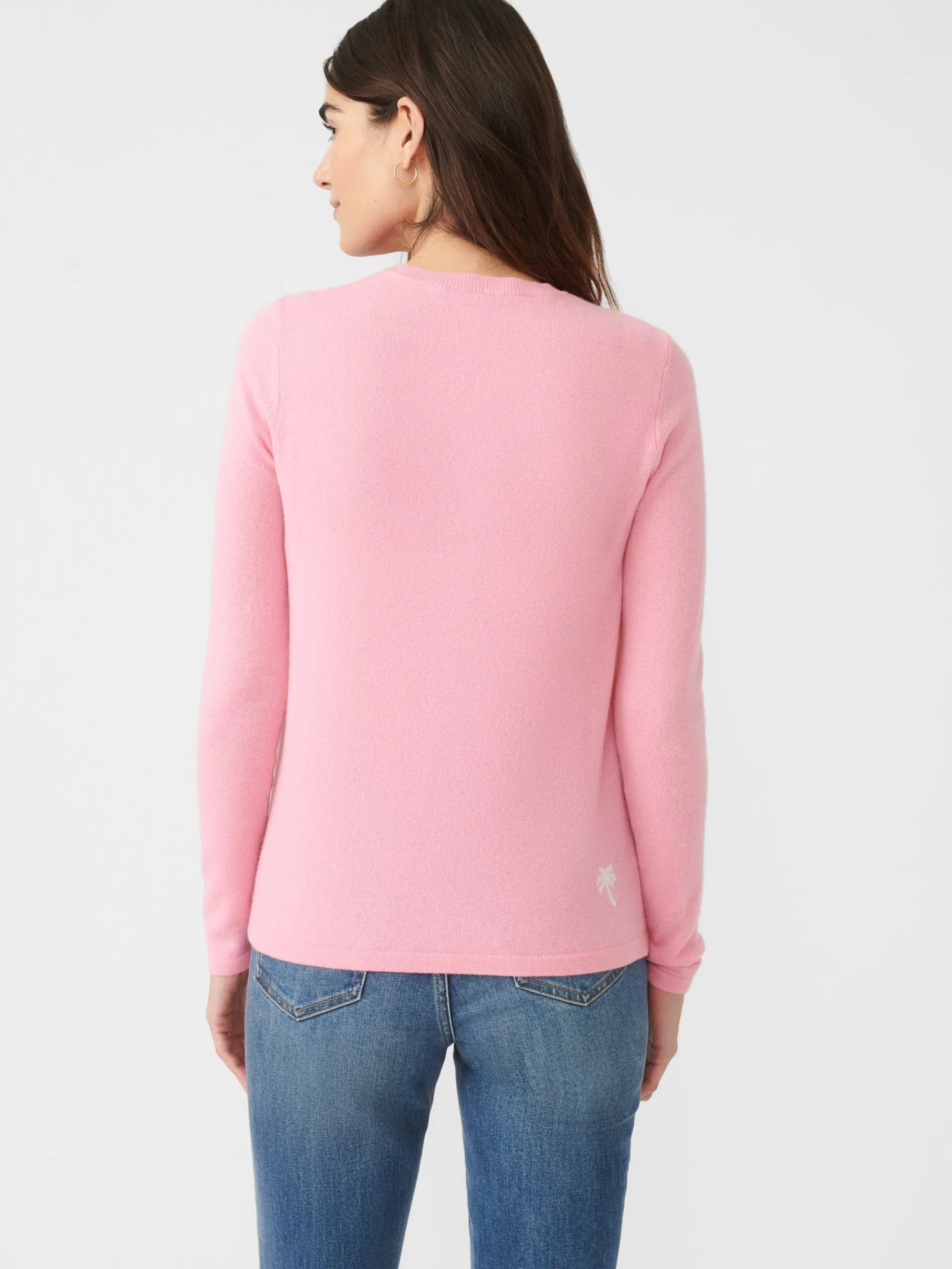 J.McLaughlin Shield Cashmere Sweater in Ocean Reef Pink/White Hot