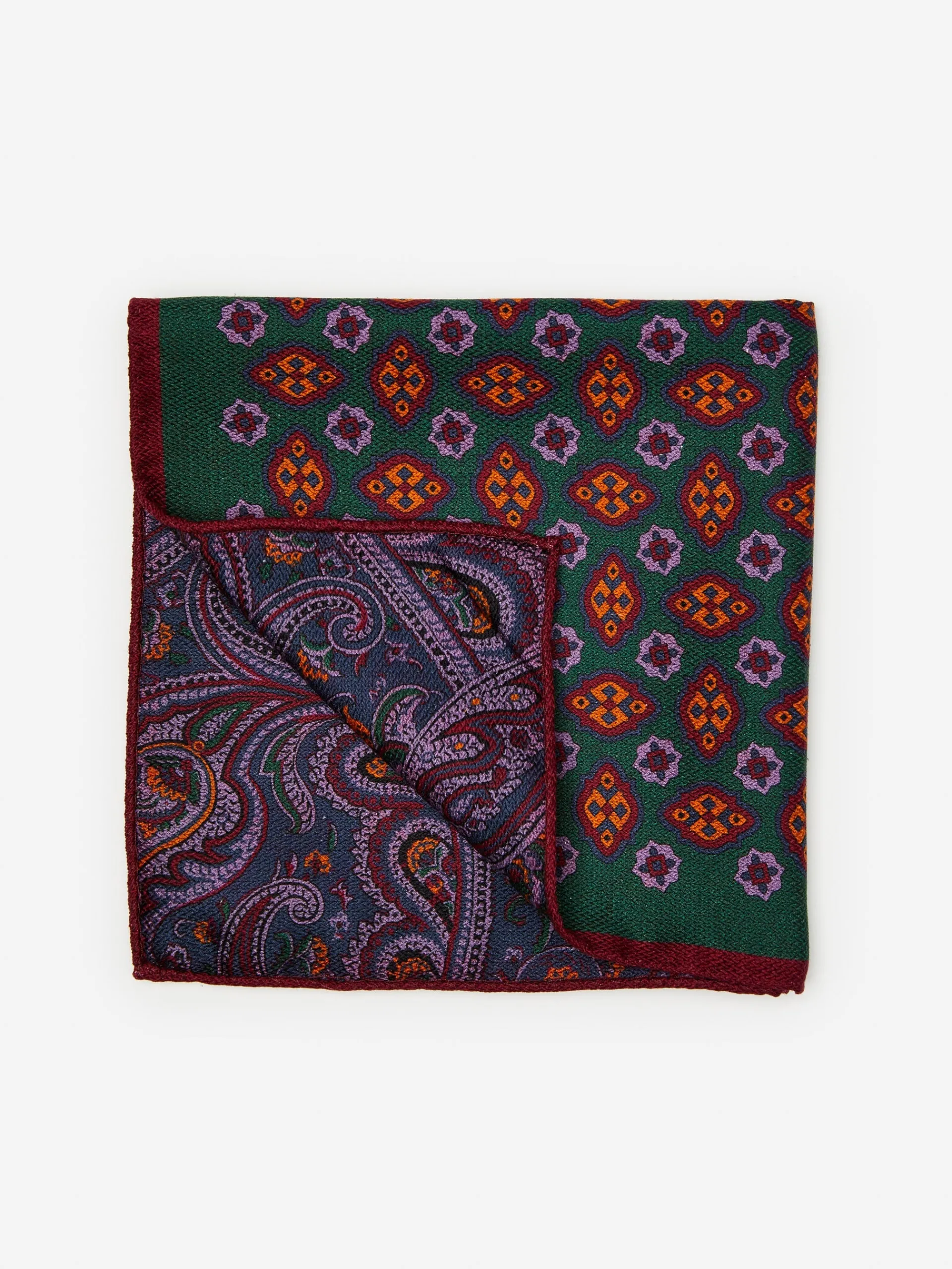 J.McLaughlin Silk Pocket Square in Foulard Green Shop