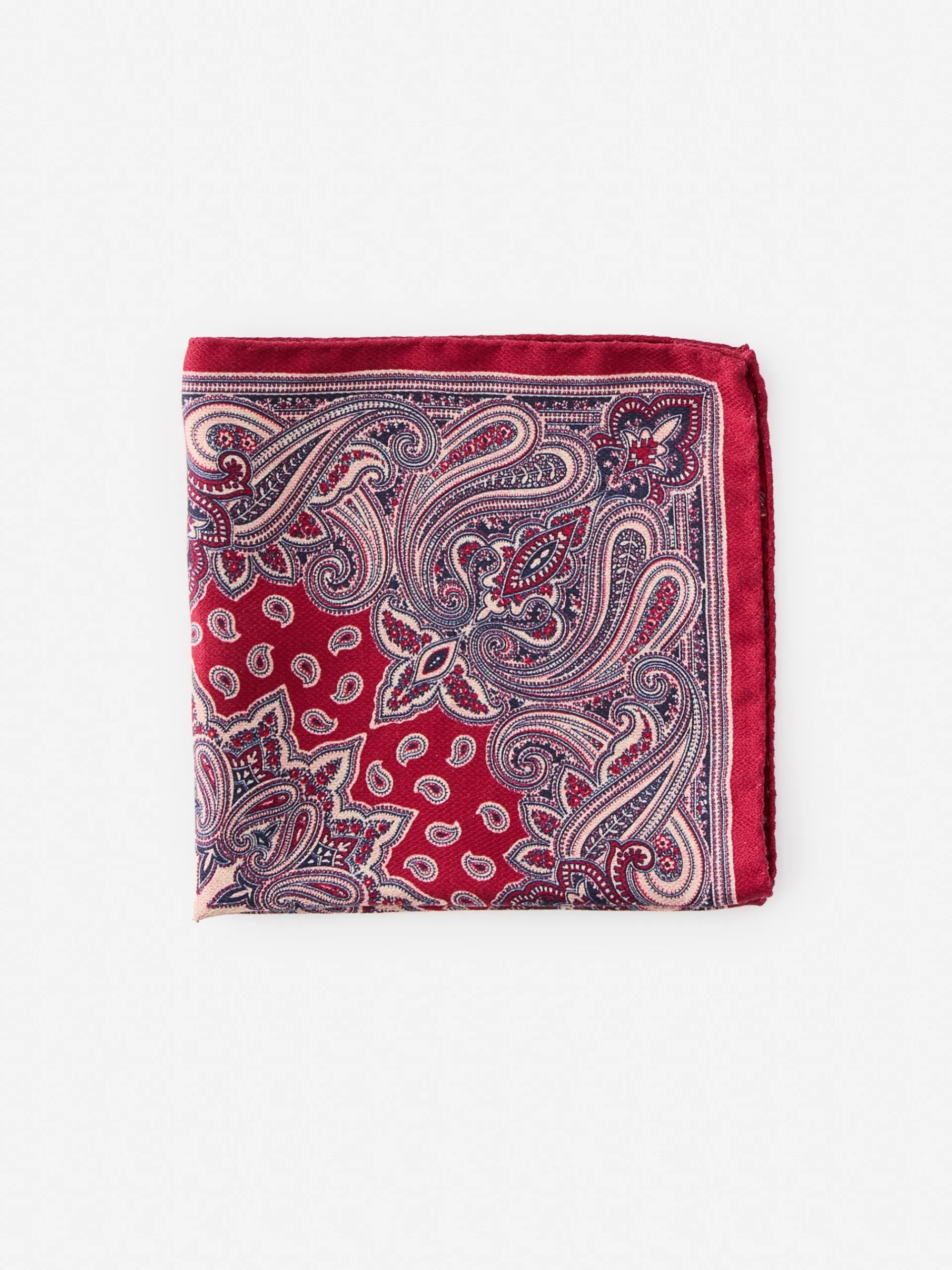 J.McLaughlin Silk Pocket Square in Foulard Red Outlet