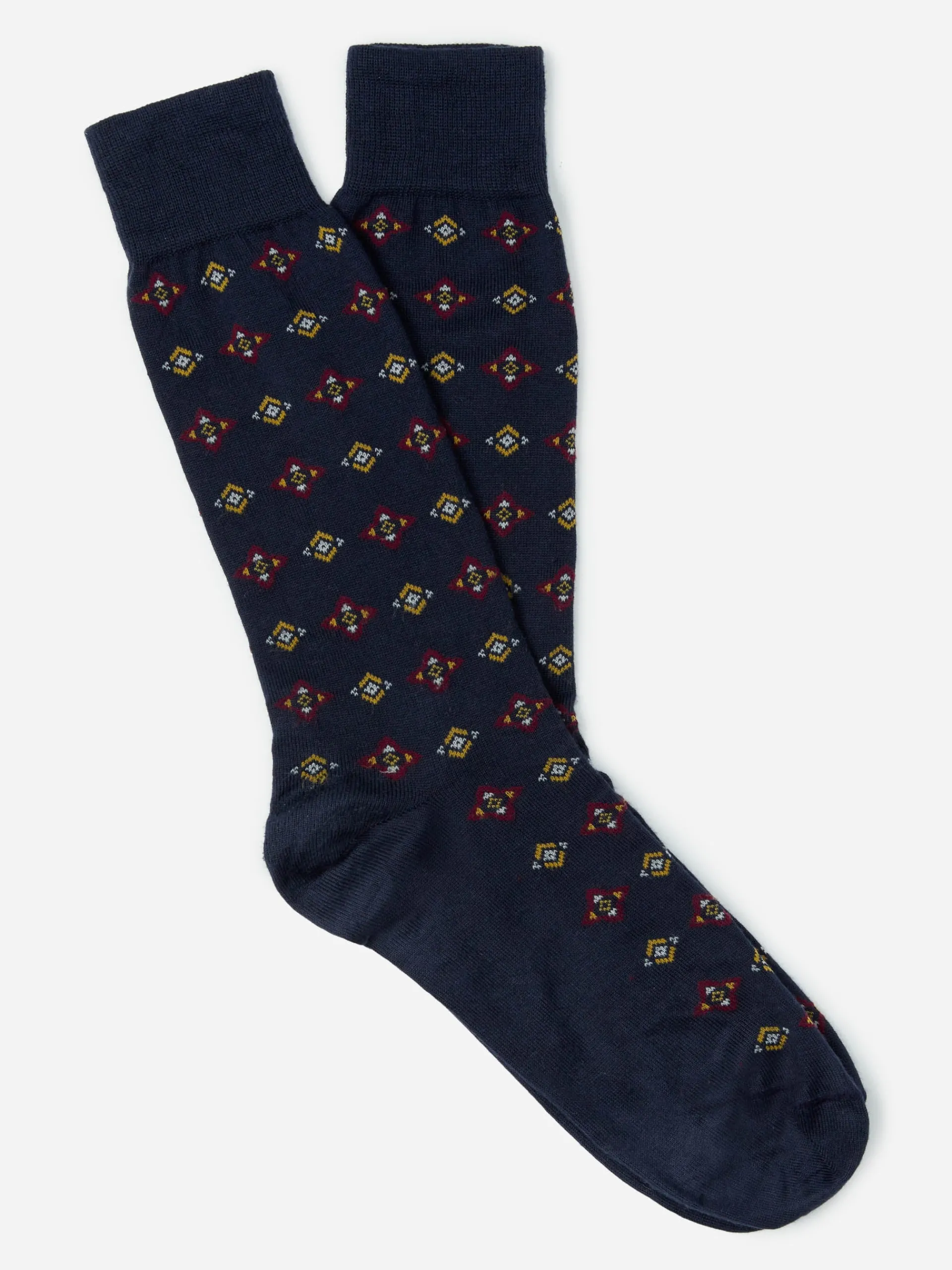 J.McLaughlin Socks in Diamond Foulard Navy/DarkWine Shop