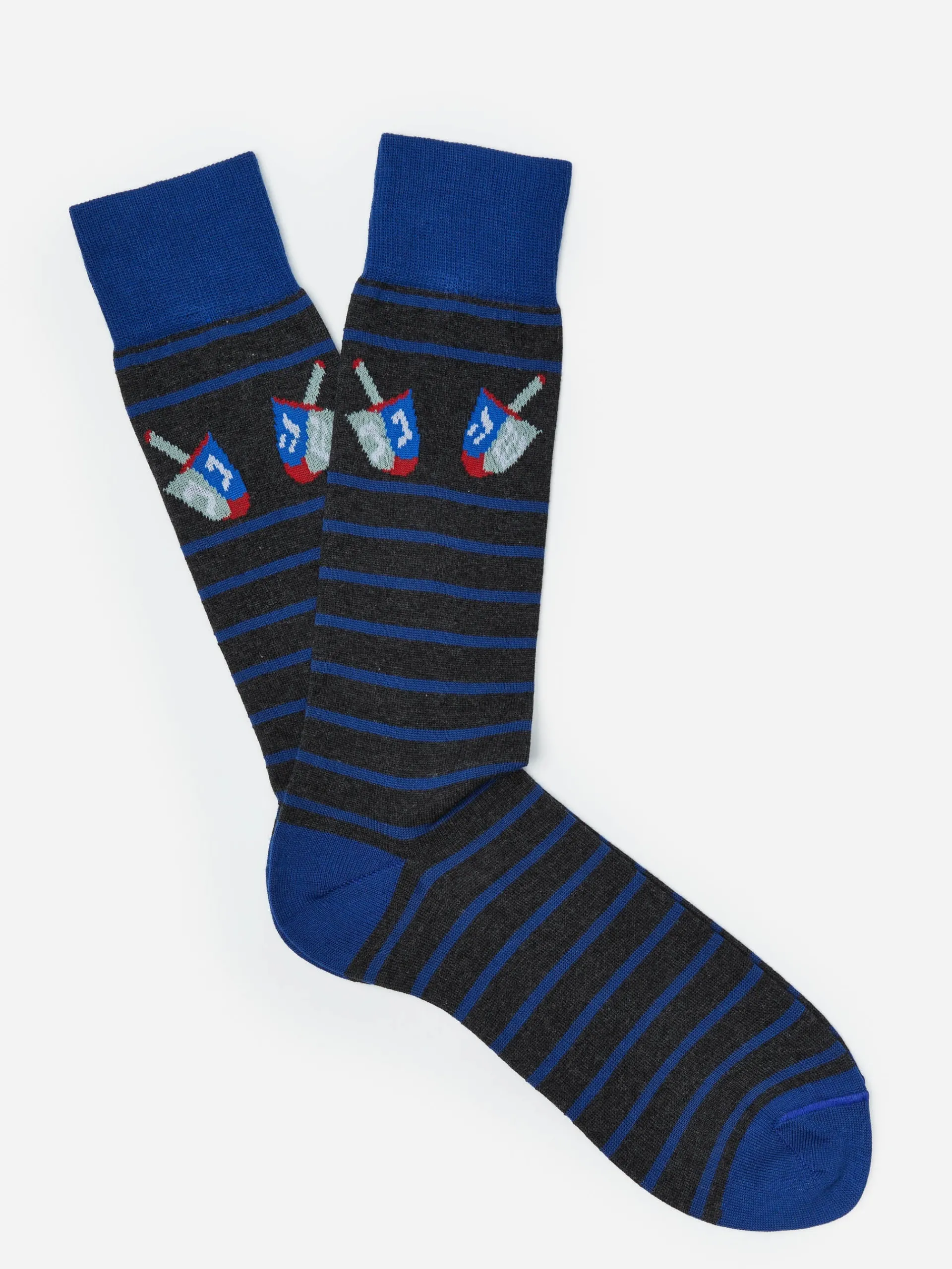 J.McLaughlin Socks in Dreidel Stripe DarkHeatherGrey/Blue Hot