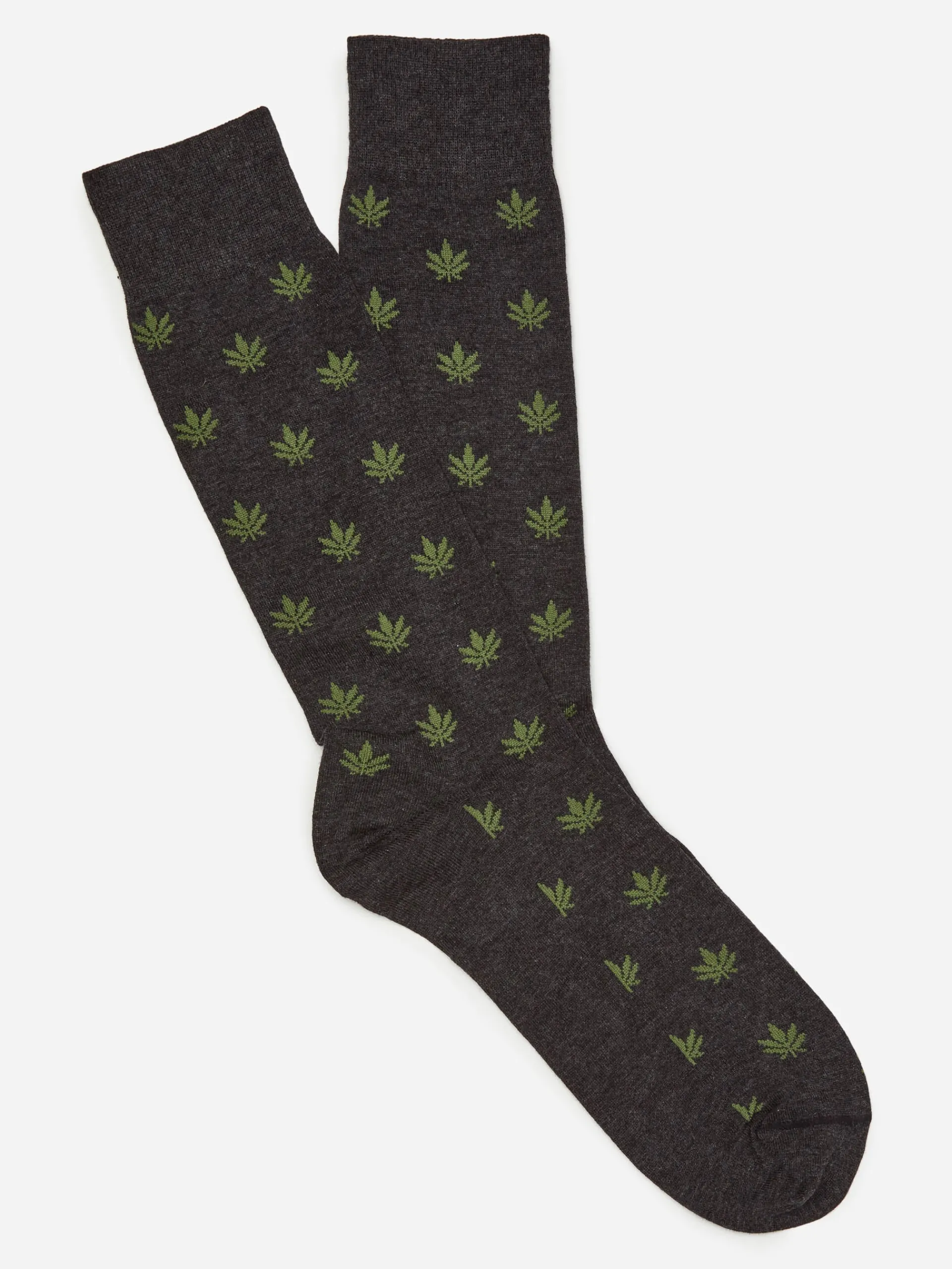 J.McLaughlin Socks in Marijuana Leaf DarkHeatherGrey/Green New