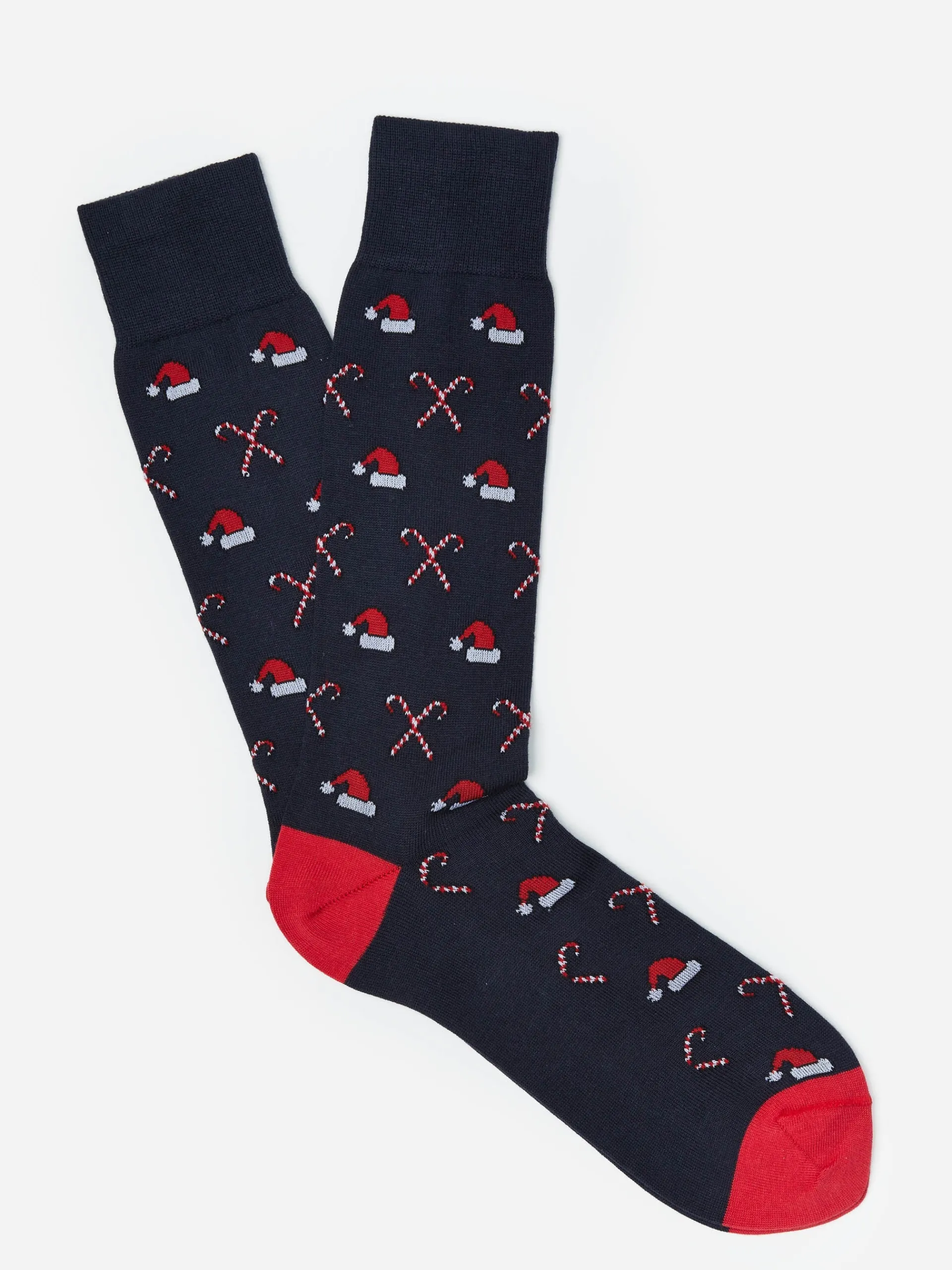 J.McLaughlin Socks in Santa Hat u0026 Candy Cane Navy Flash Sale