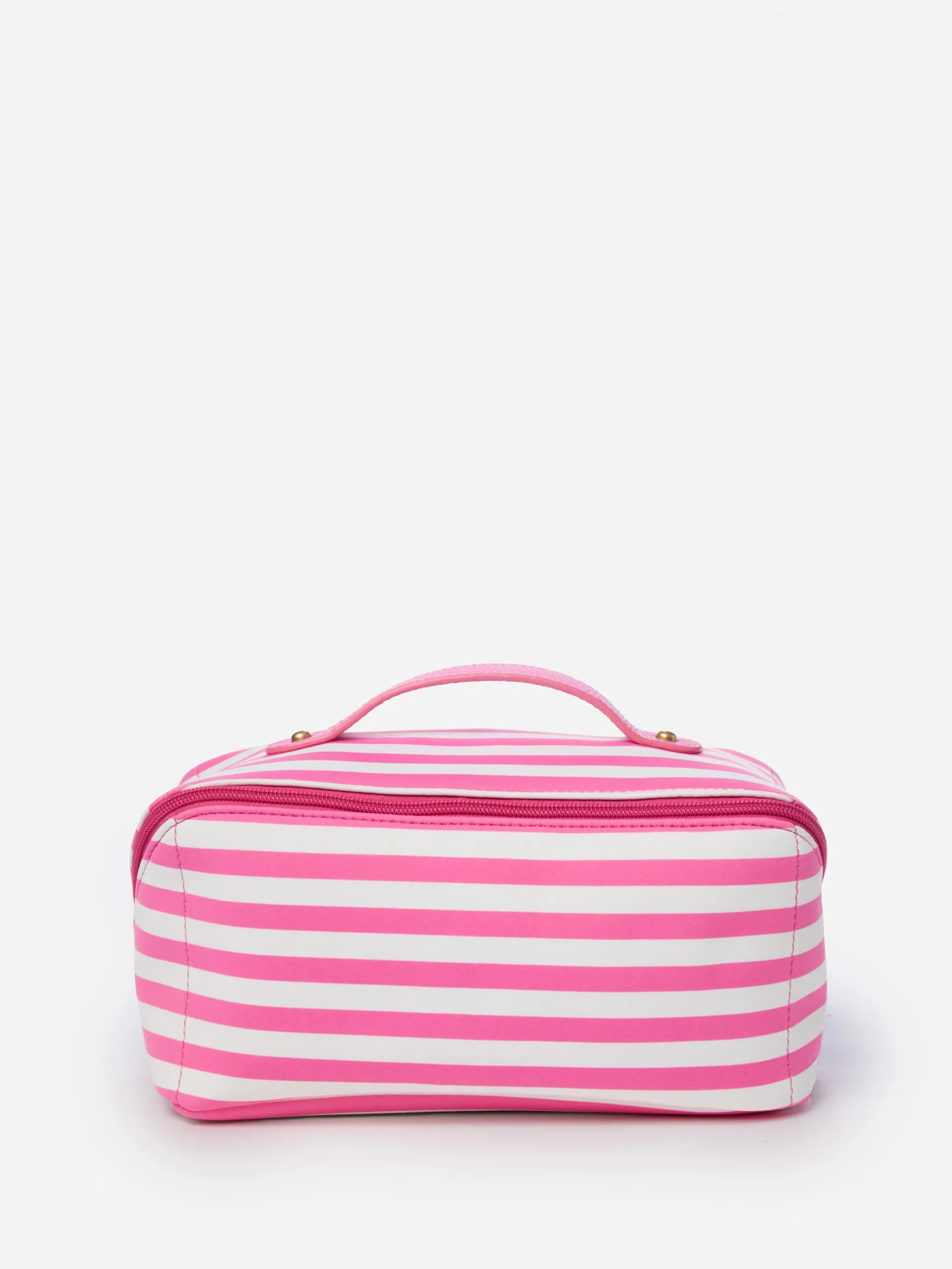 J.McLaughlin Stash Cosmetic Bag in Bangle Stripe White/Pink Sale