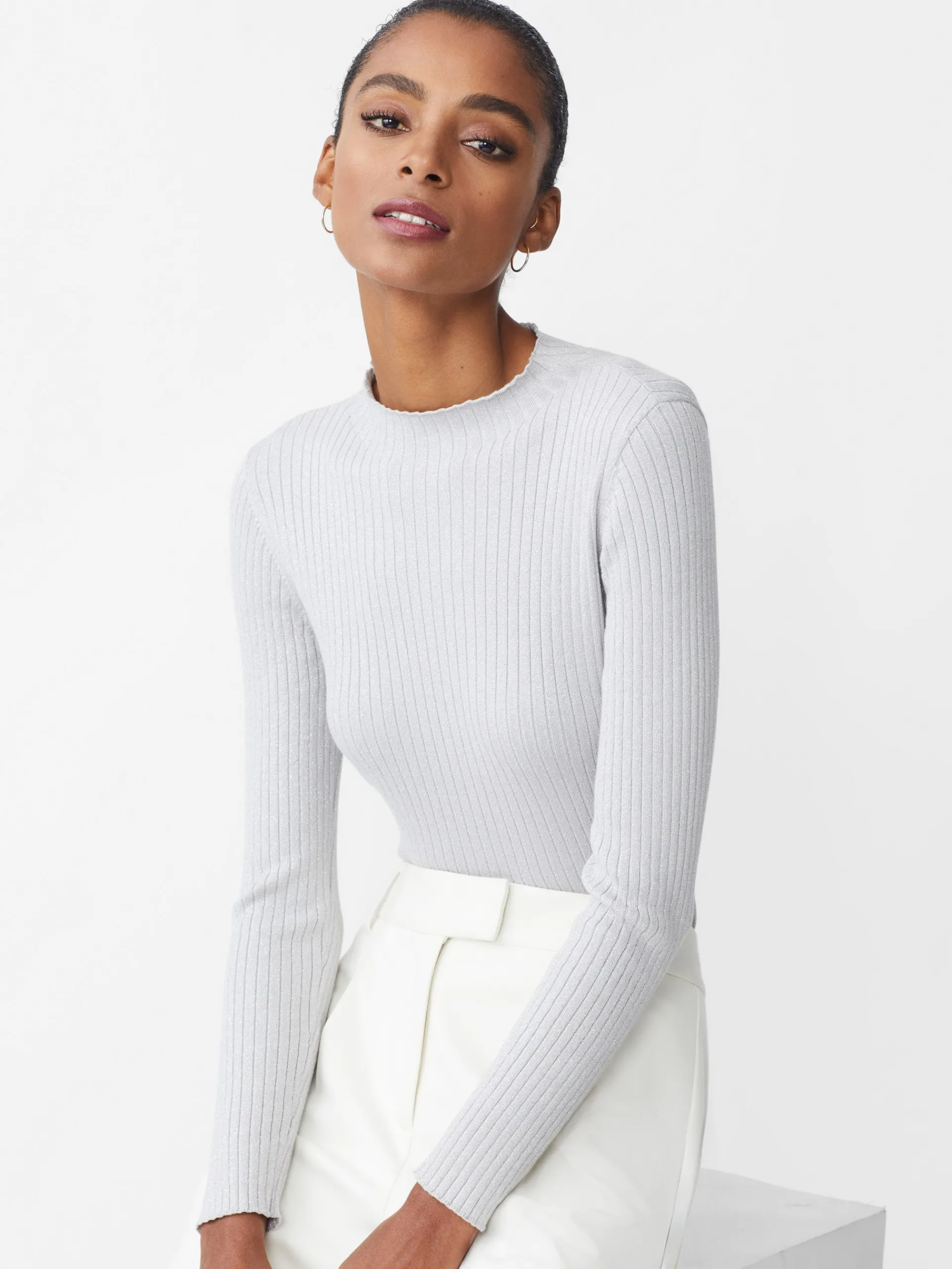 J.McLaughlin Sylvana Metallic Sweater Silver Online