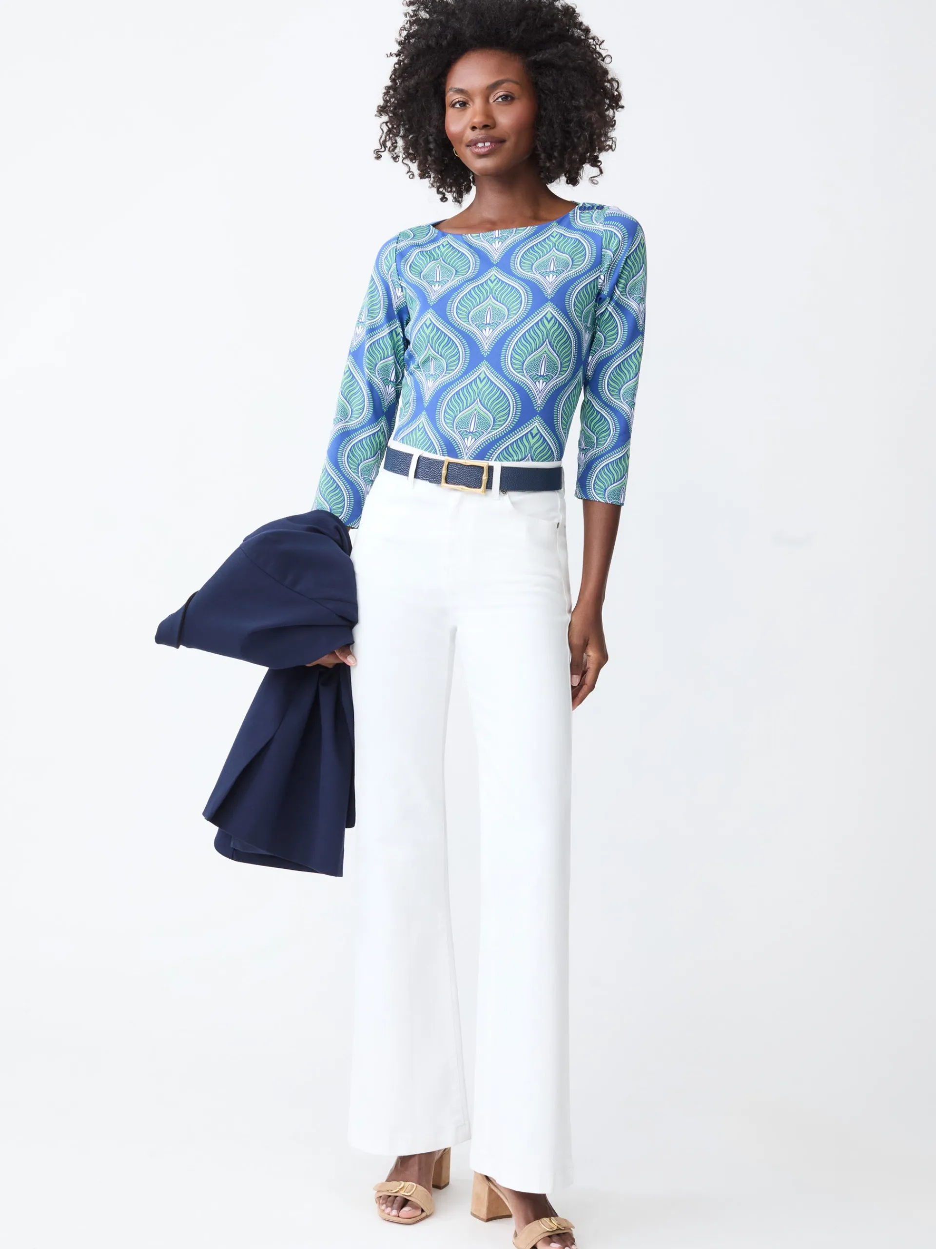 J.McLaughlin Wavesong Tee in Neo Tangier Geo Blue/Green Flash Sale