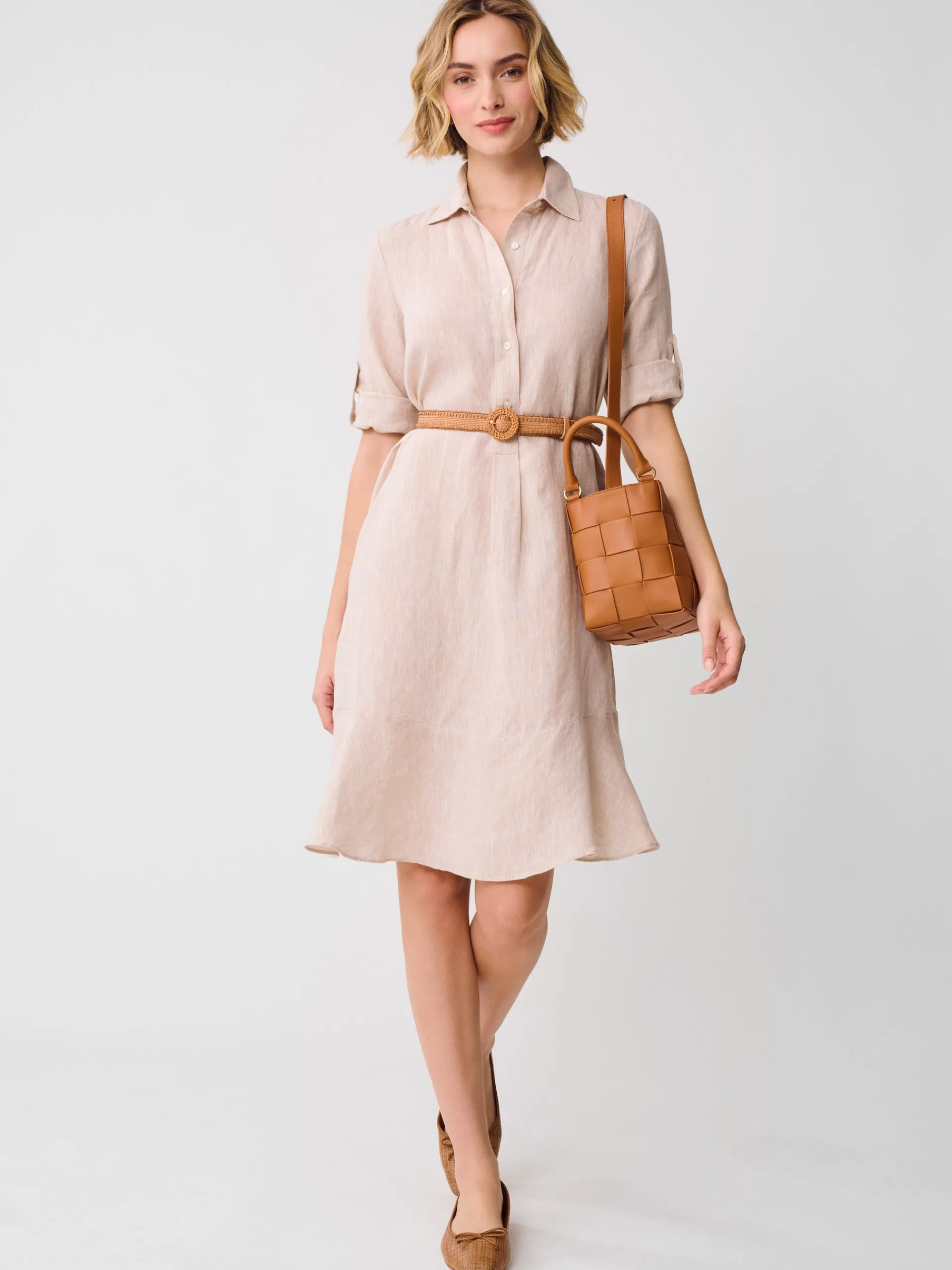 J.McLaughlin Wellesley Linen Dress Tan Sale