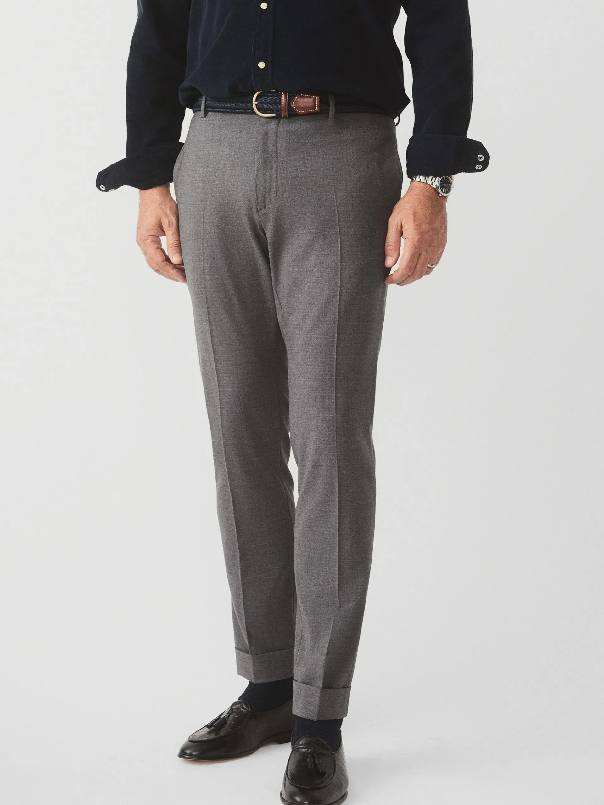 J.McLaughlin Wool Flannel Oxford Pants HeatherGray Flash Sale