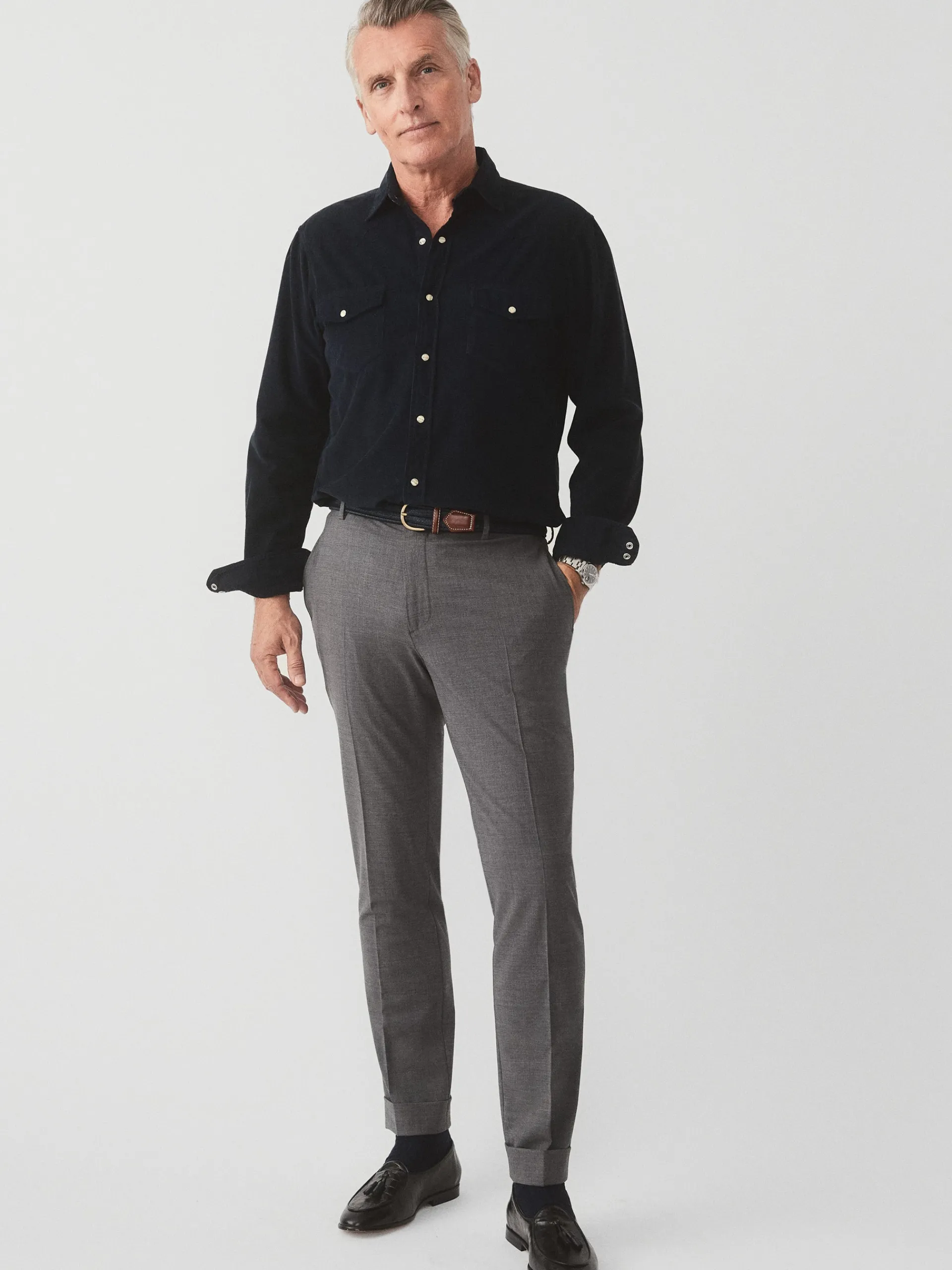 J.McLaughlin Wool Flannel Oxford Pants HeatherGray Flash Sale